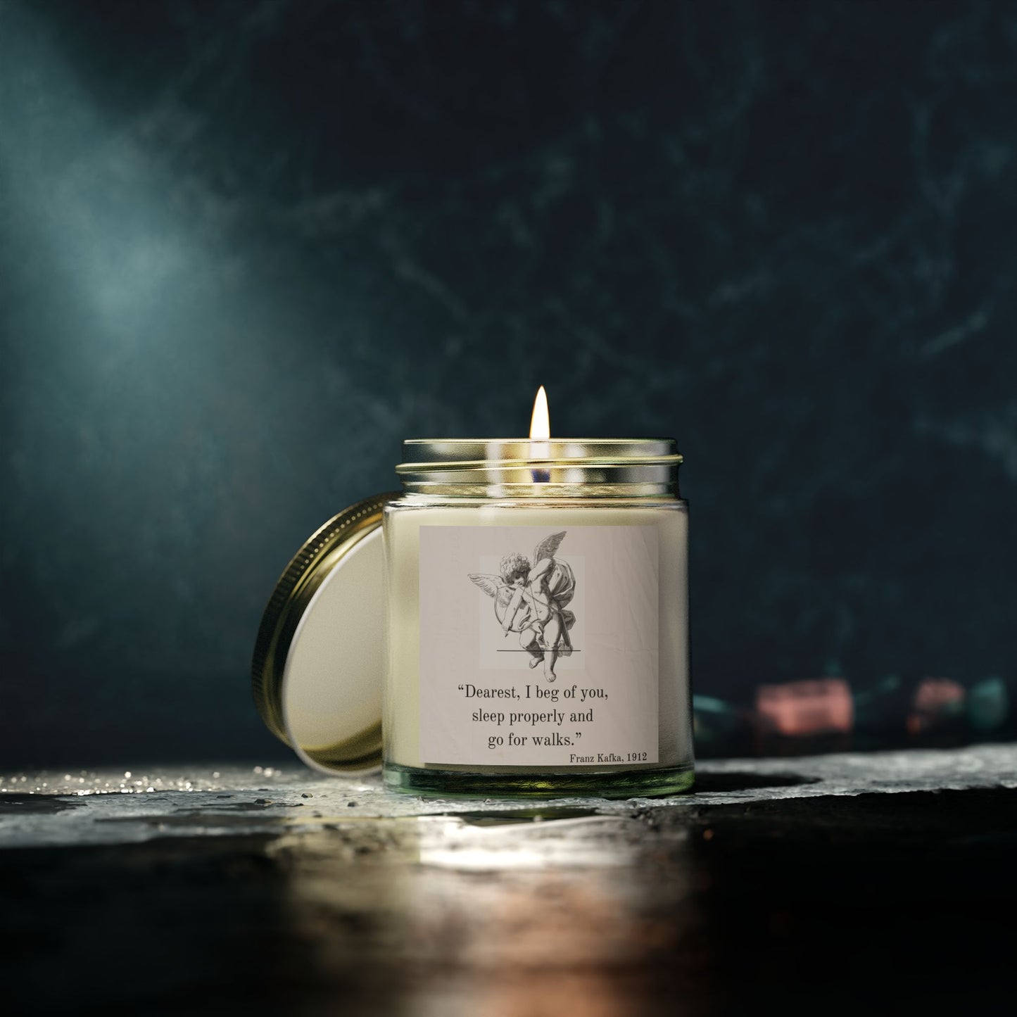 Romantic Quote Scented Candle - Cupid Baby Angel - Coconut Apricot Wax