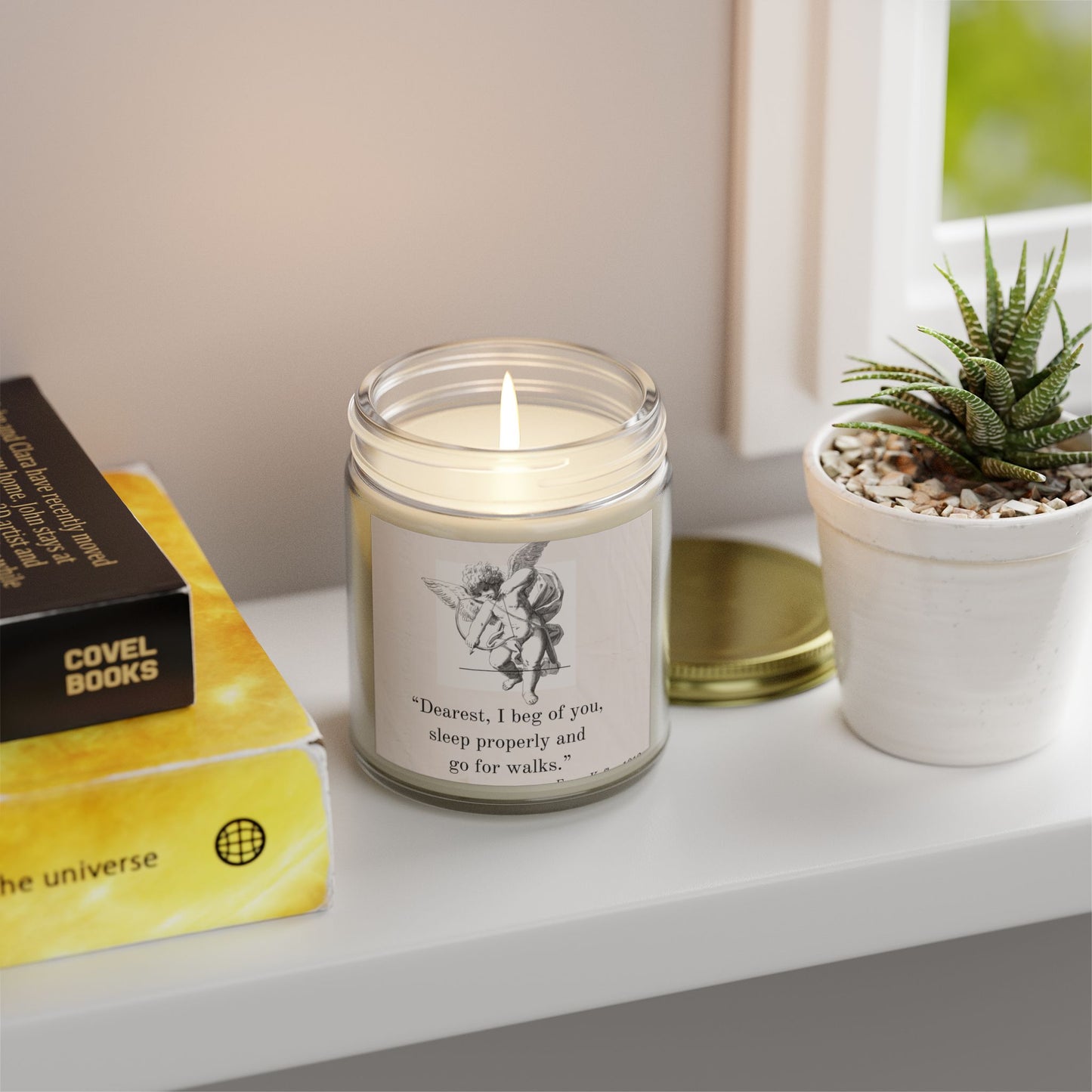 Romantic Quote Scented Candle - Cupid Baby Angel - Coconut Apricot Wax