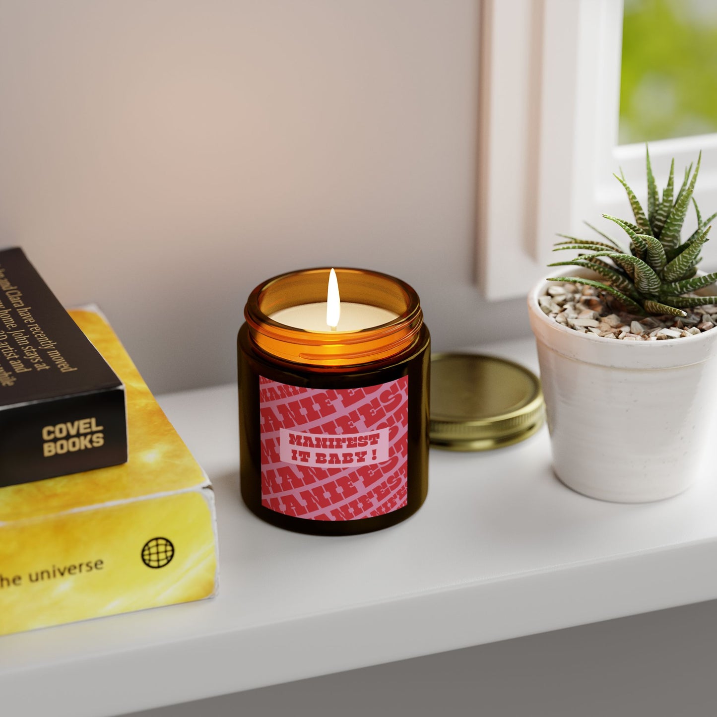 Romantic Scented Candle - Manifest It Baby - Coconut Apricot Wax