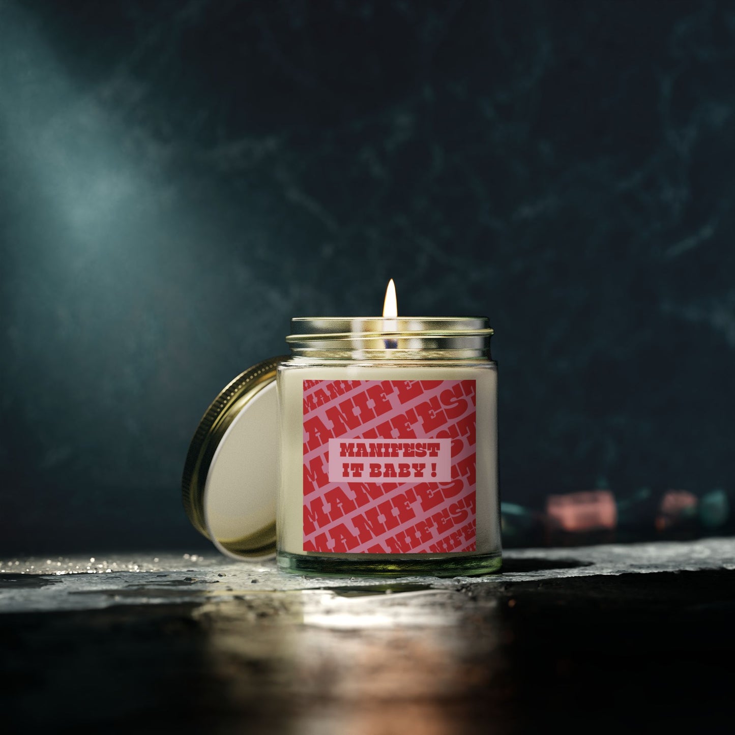 Romantic Scented Candle - Manifest It Baby - Coconut Apricot Wax
