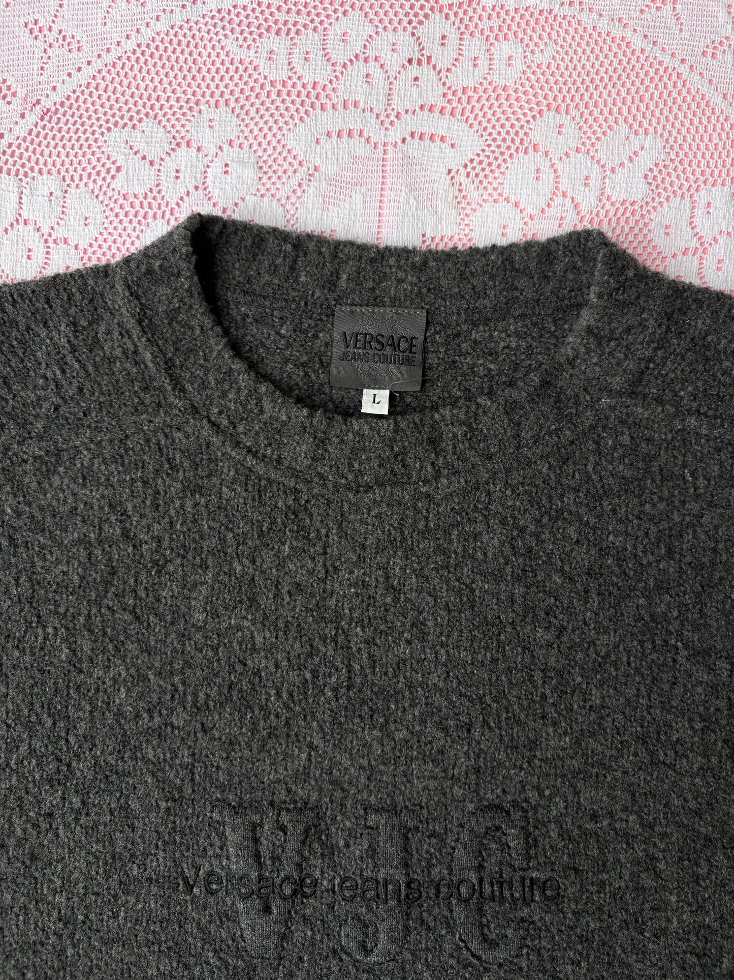 Vintage Versace Grey Knit Sweater | Archive Designer Knitwear