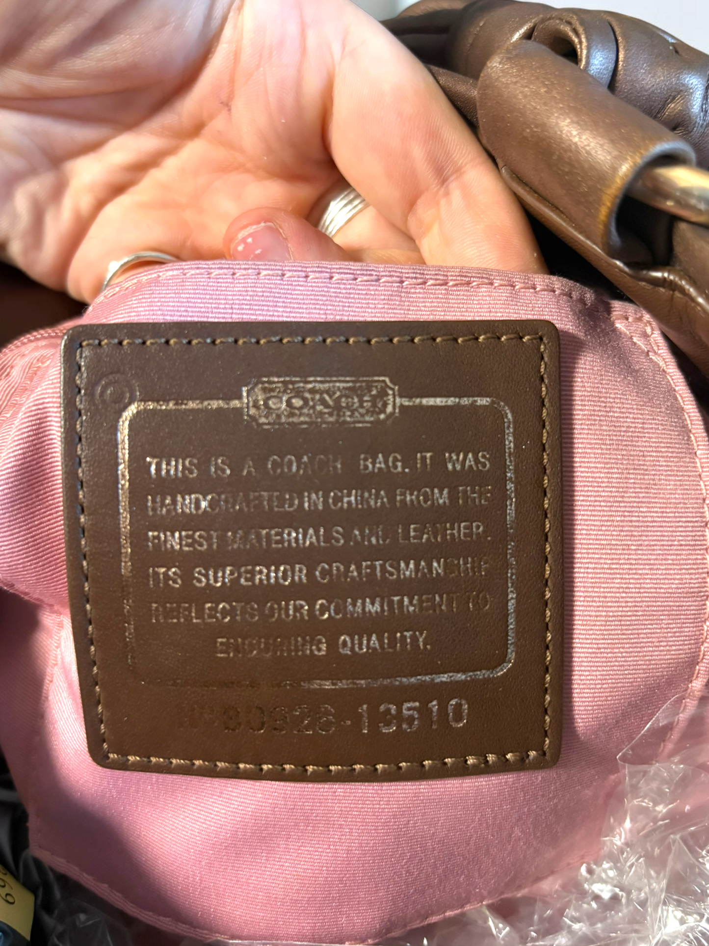 Vintage Coach metallic signature tote Coach hang tag