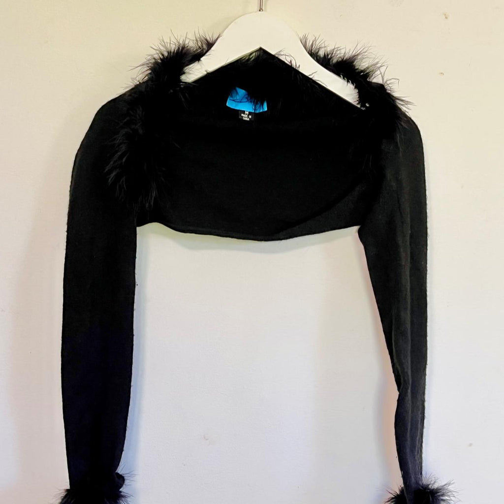 Vintage Y2K wool and feather boa shrug