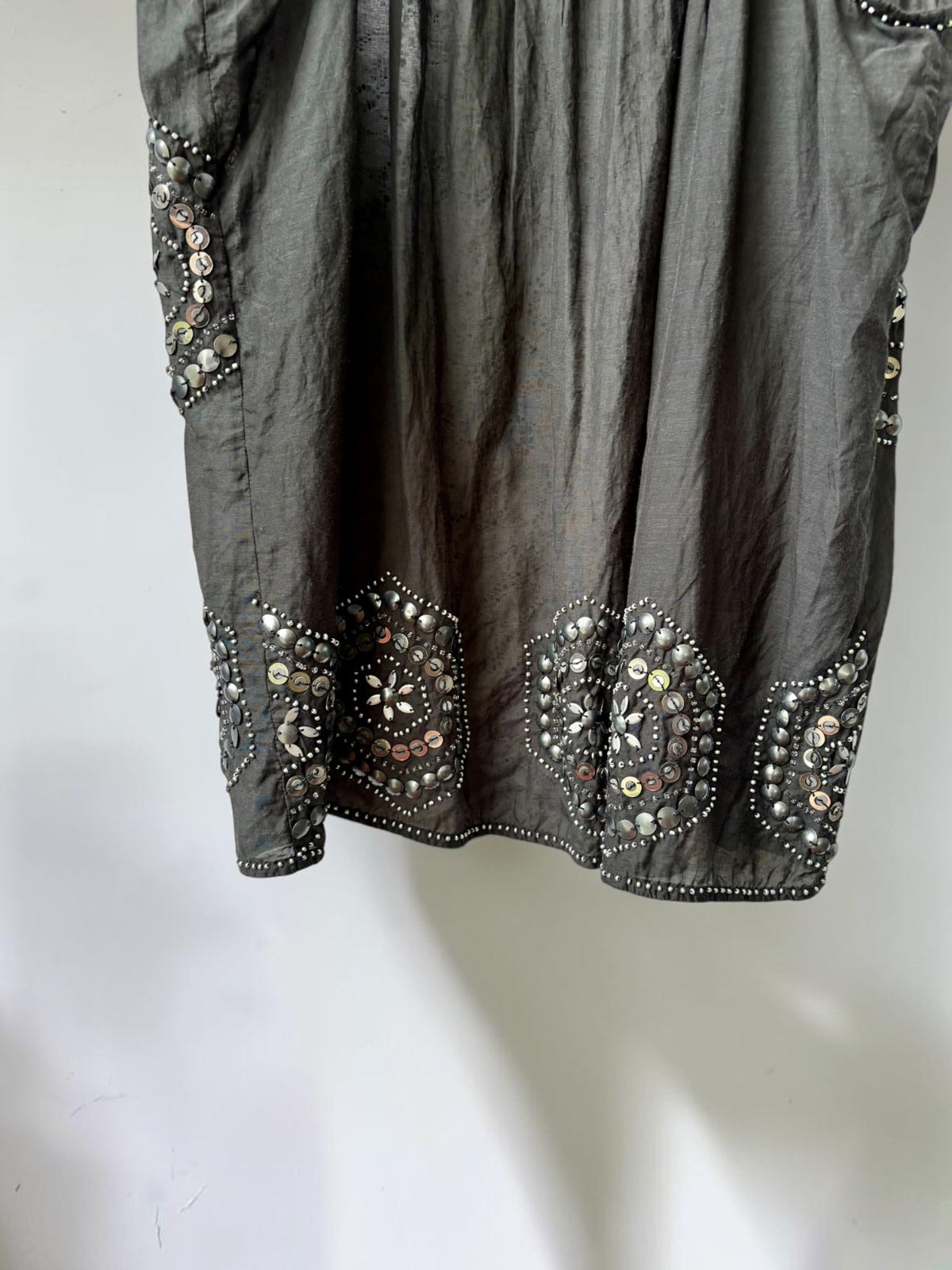 Vintage Eastern Princess black beaded silk vest full length