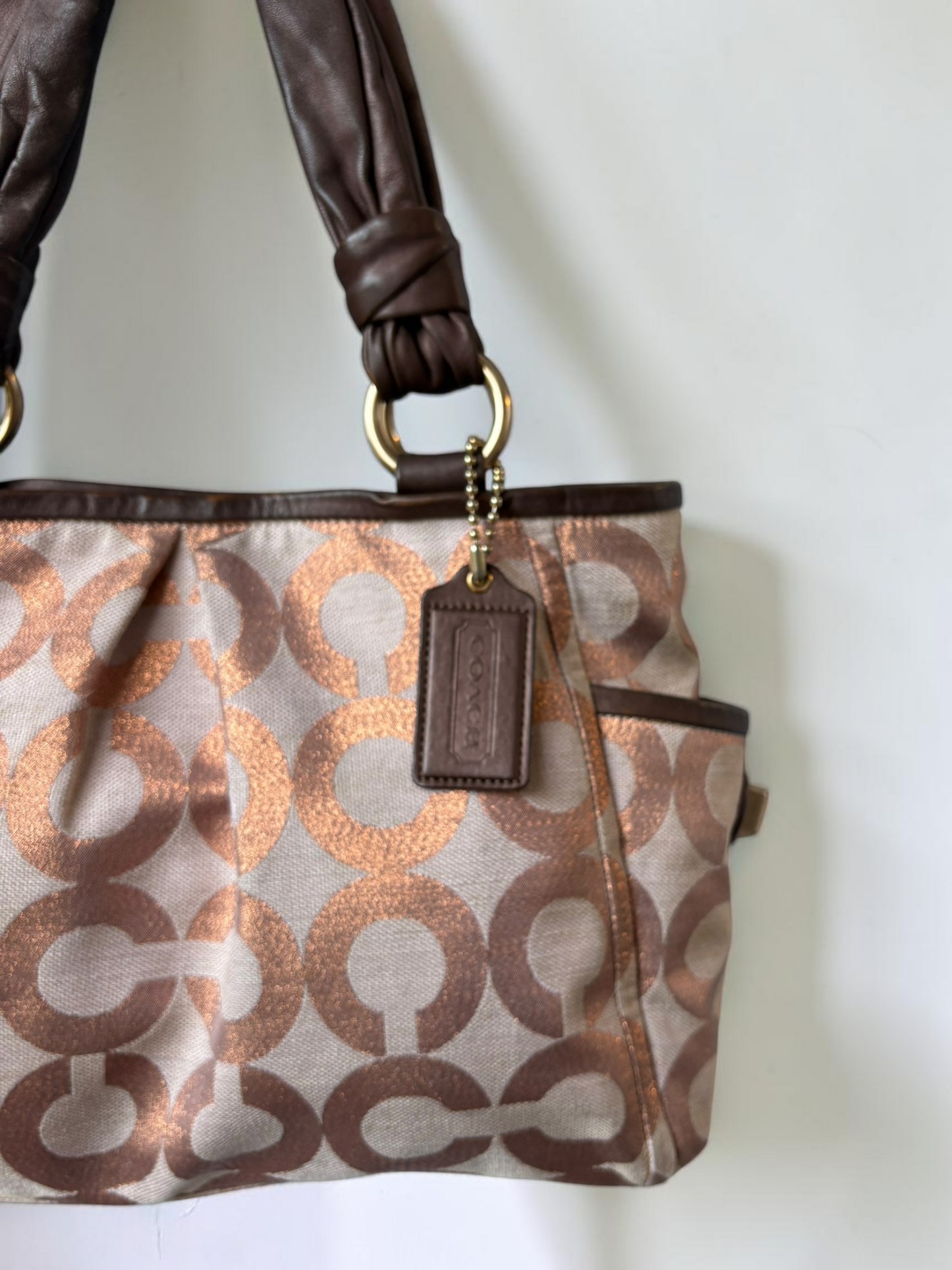 Vintage Coach metallic signature tote styled