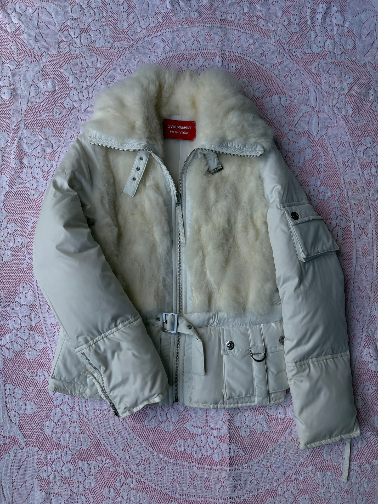 Vintage Synchronicity New York Fur Puffer Jacket | Y2K Glam Coat