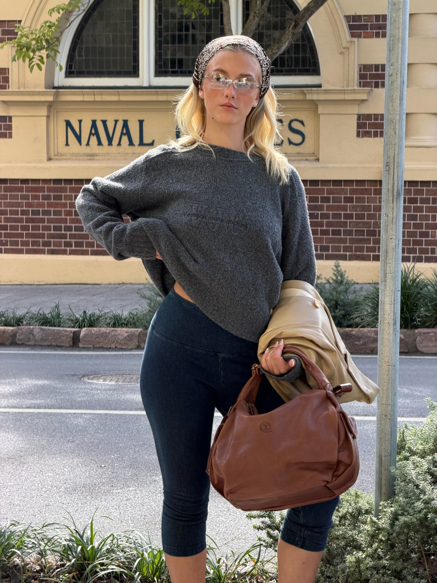 Vintage Versace Grey Knit Sweater | Archive Designer Knitwear