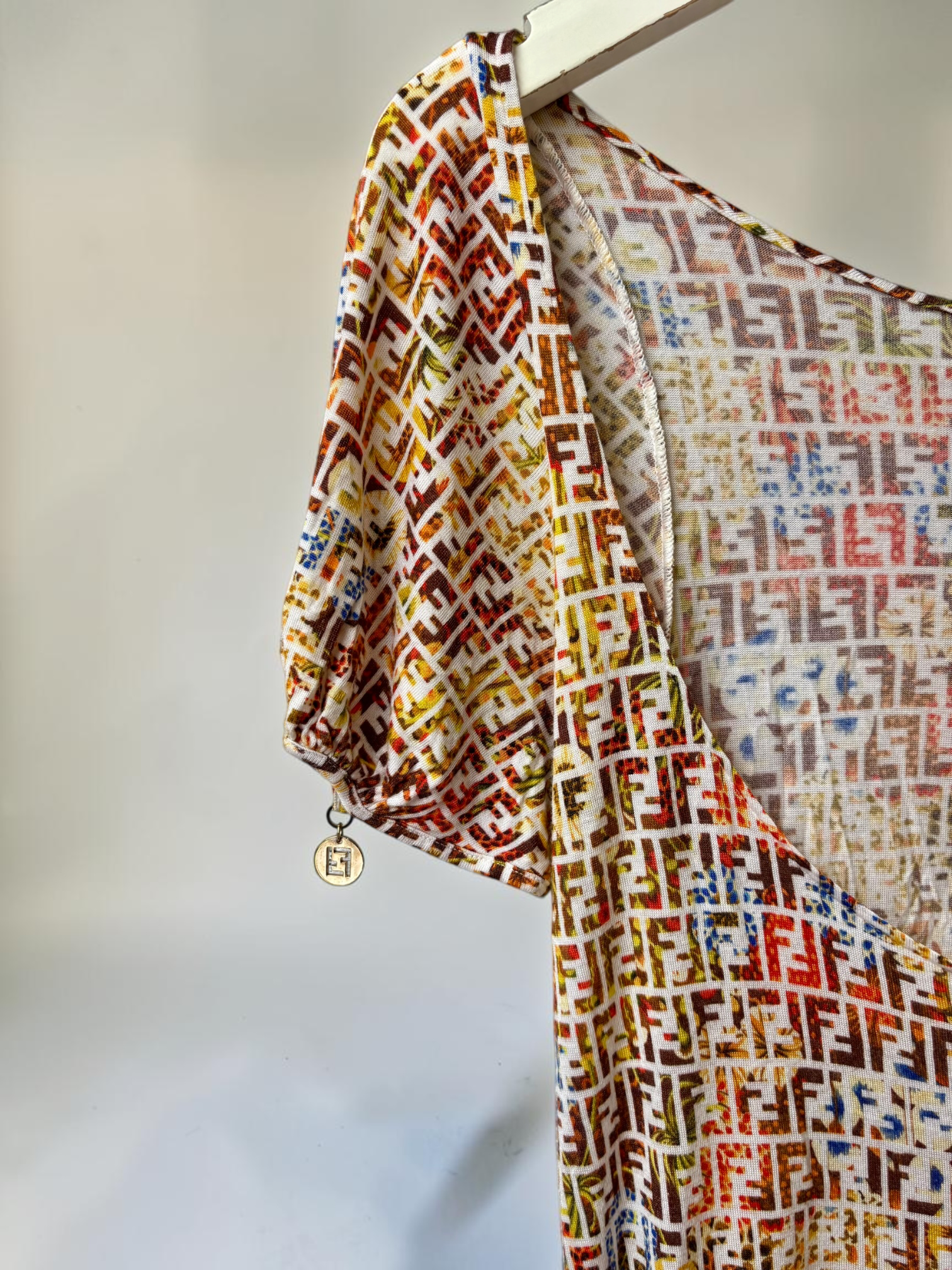 Vintage Fendi zucca print top styled on mannequin