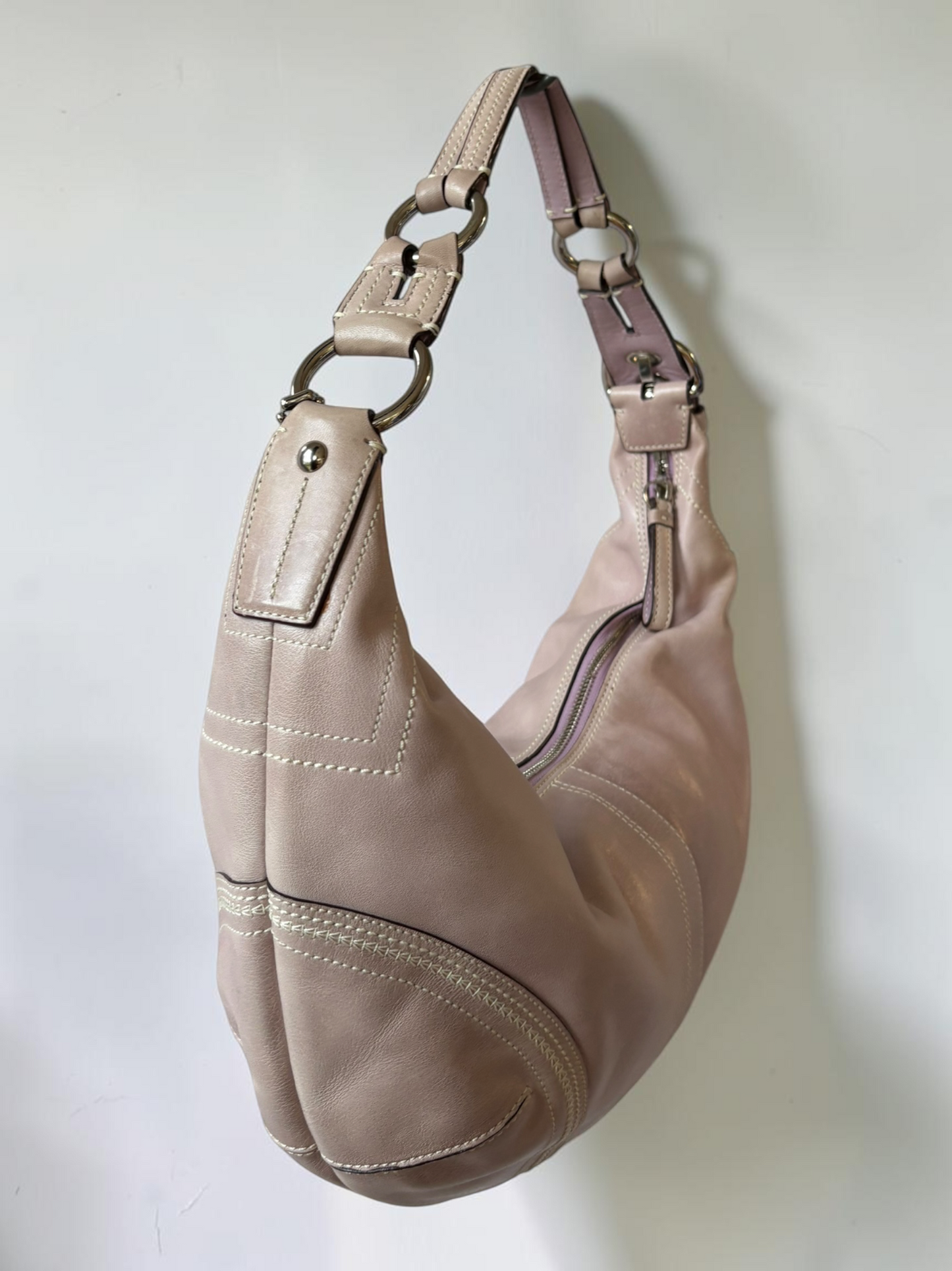 Vintage Coach Crescent Hobo bag blush pink strap