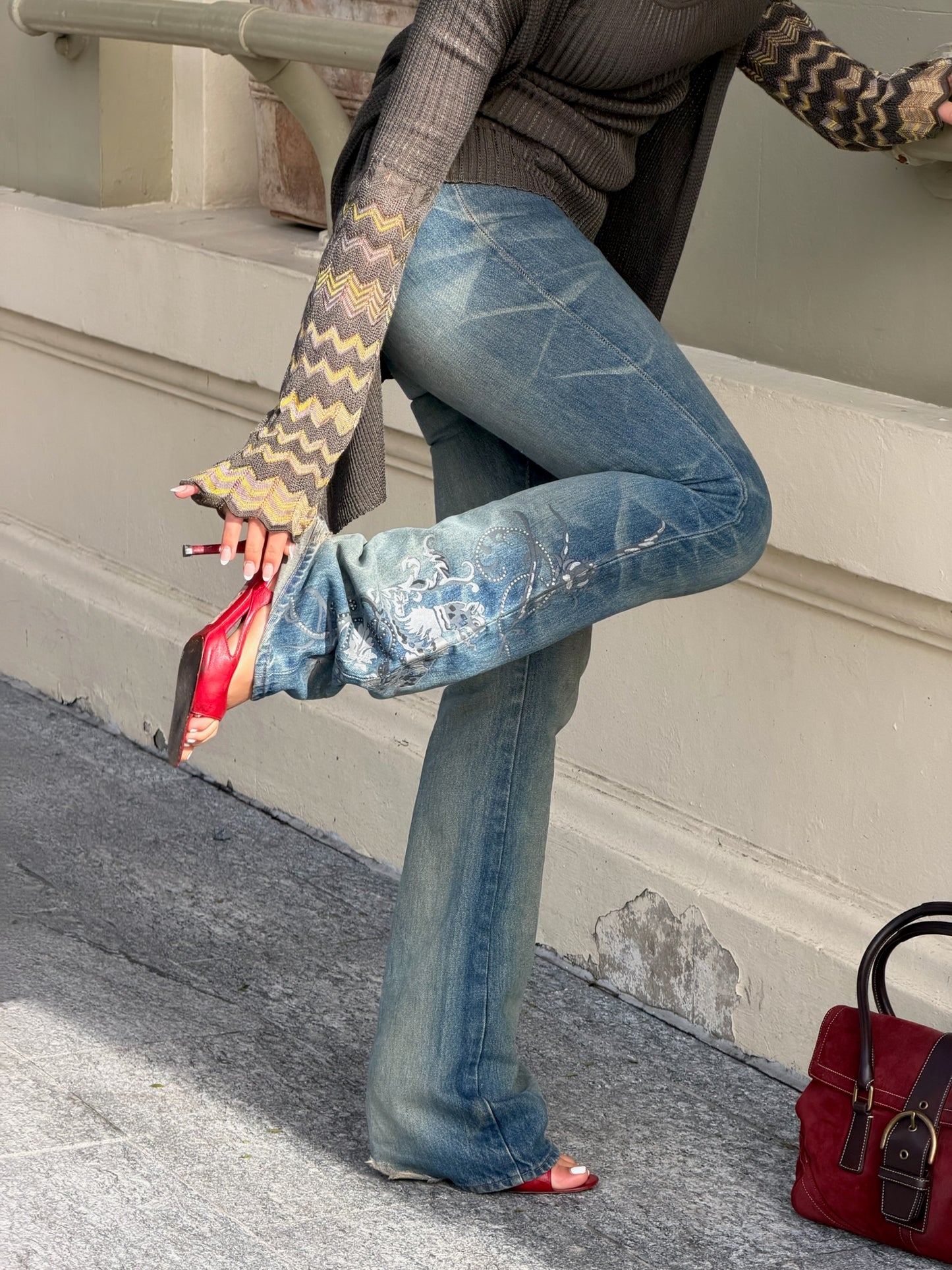 Vintage Just Cavalli Embroidered Flare Jeans | Y2K Designer Denim