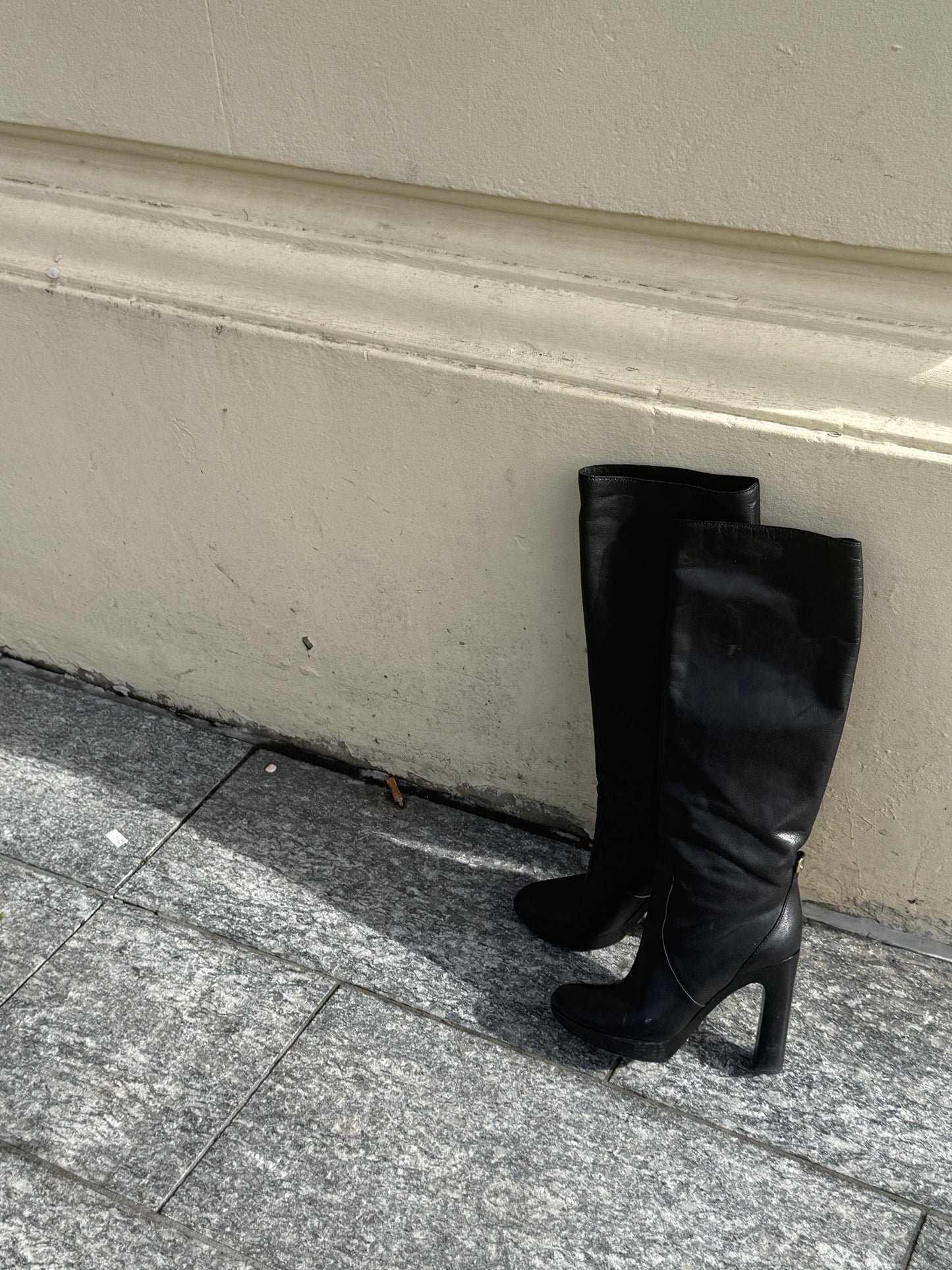 Vintage Gucci Black Leather Boots | Designer Knee High Boots