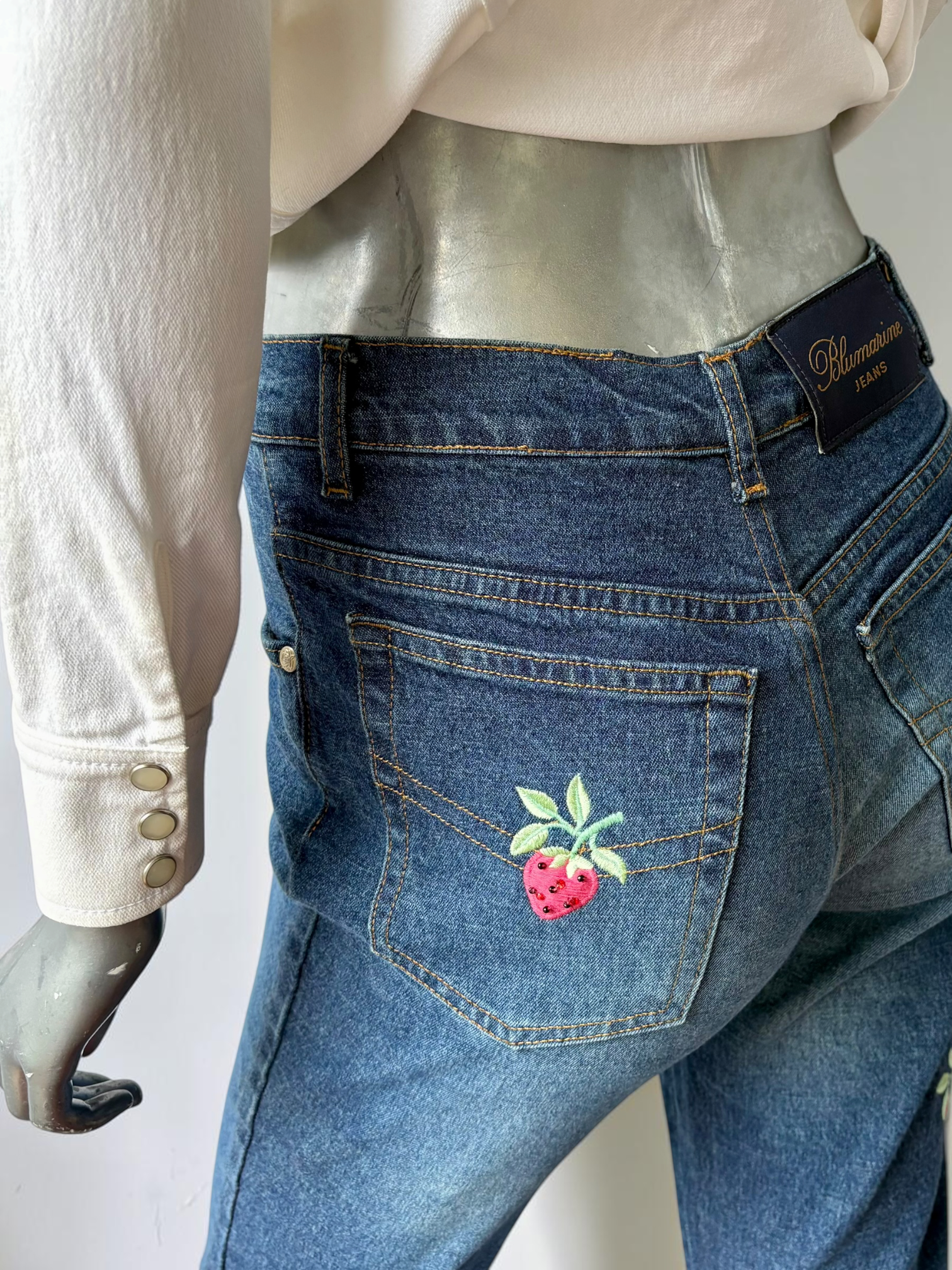 Vintage Blumarine Jeans back pockets flat lay