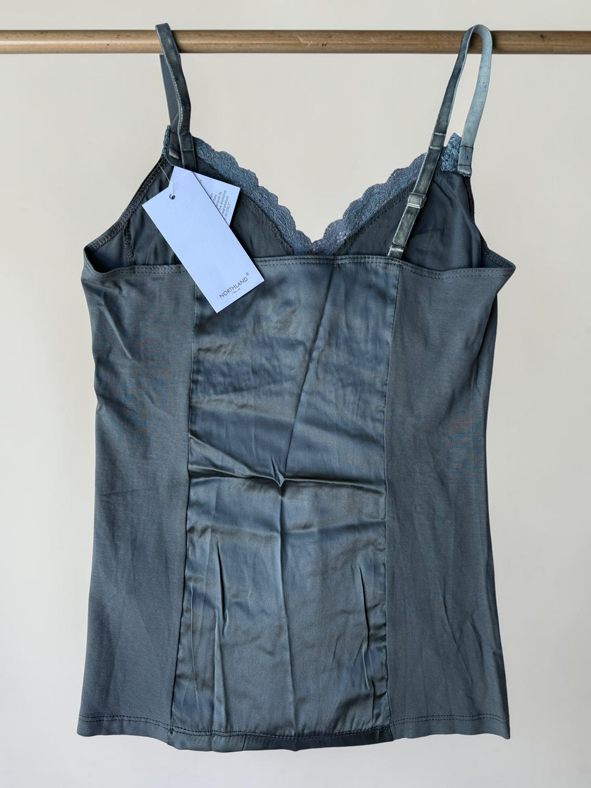 Vintage Northland blue silk cami styled