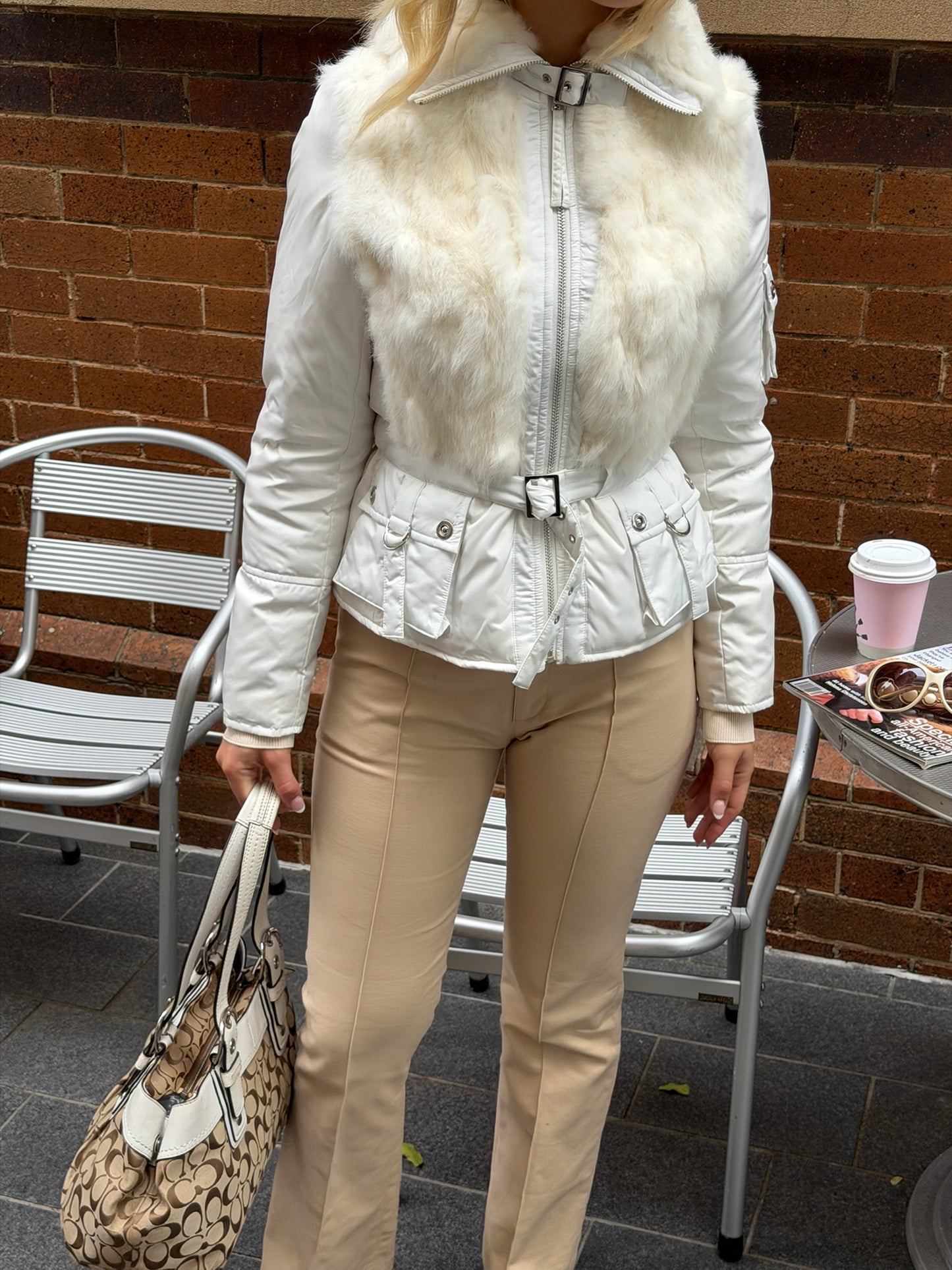 Vintage Synchronicity New York Fur Puffer Jacket | Y2K Glam Coat
