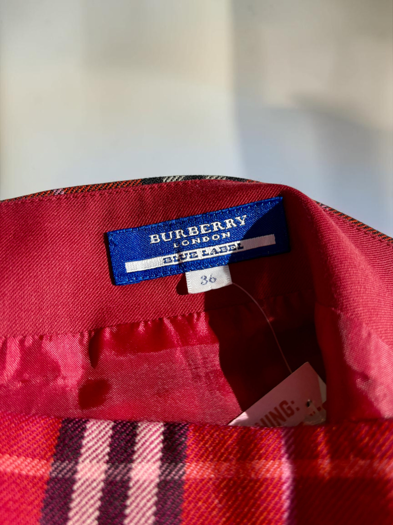 Vintage Burberry Blue Label fabric tag detail