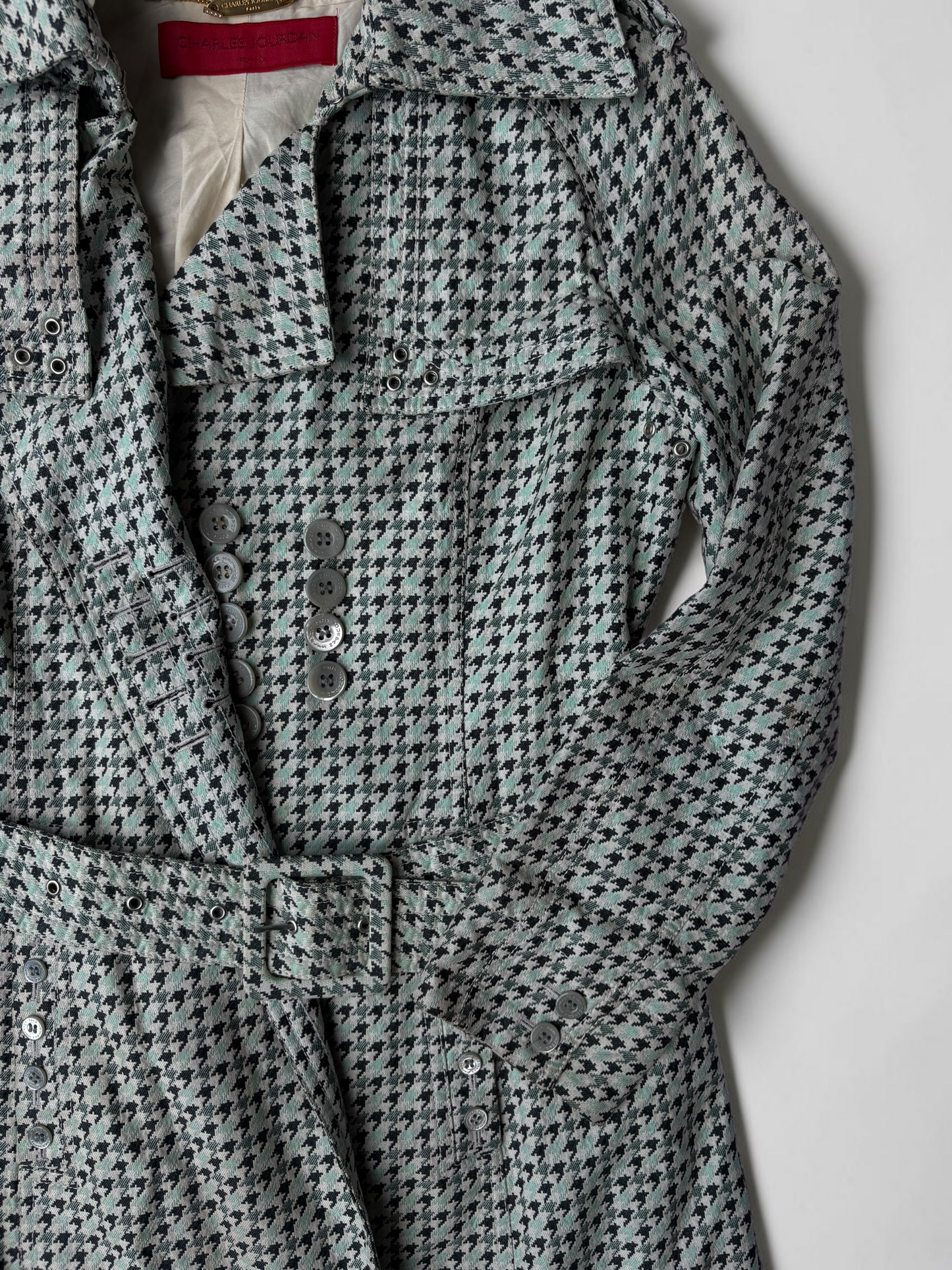 Vintage Charles Jourdan Plaid Trench Coat | French Designer Coat