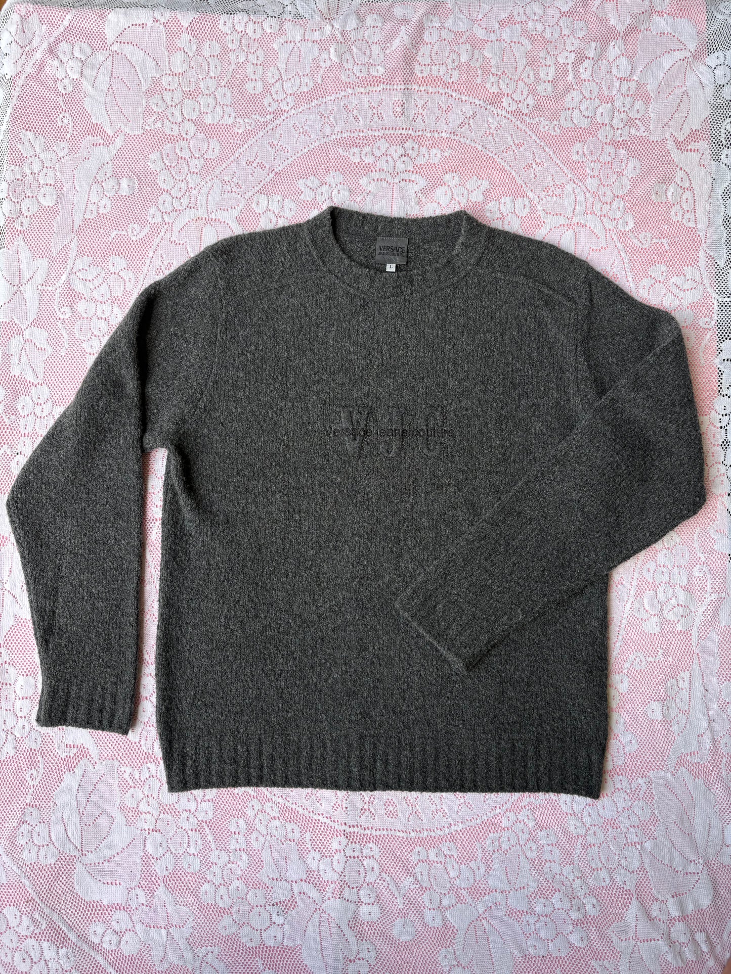Vintage Versace Grey Knit Sweater | Archive Designer Knitwear