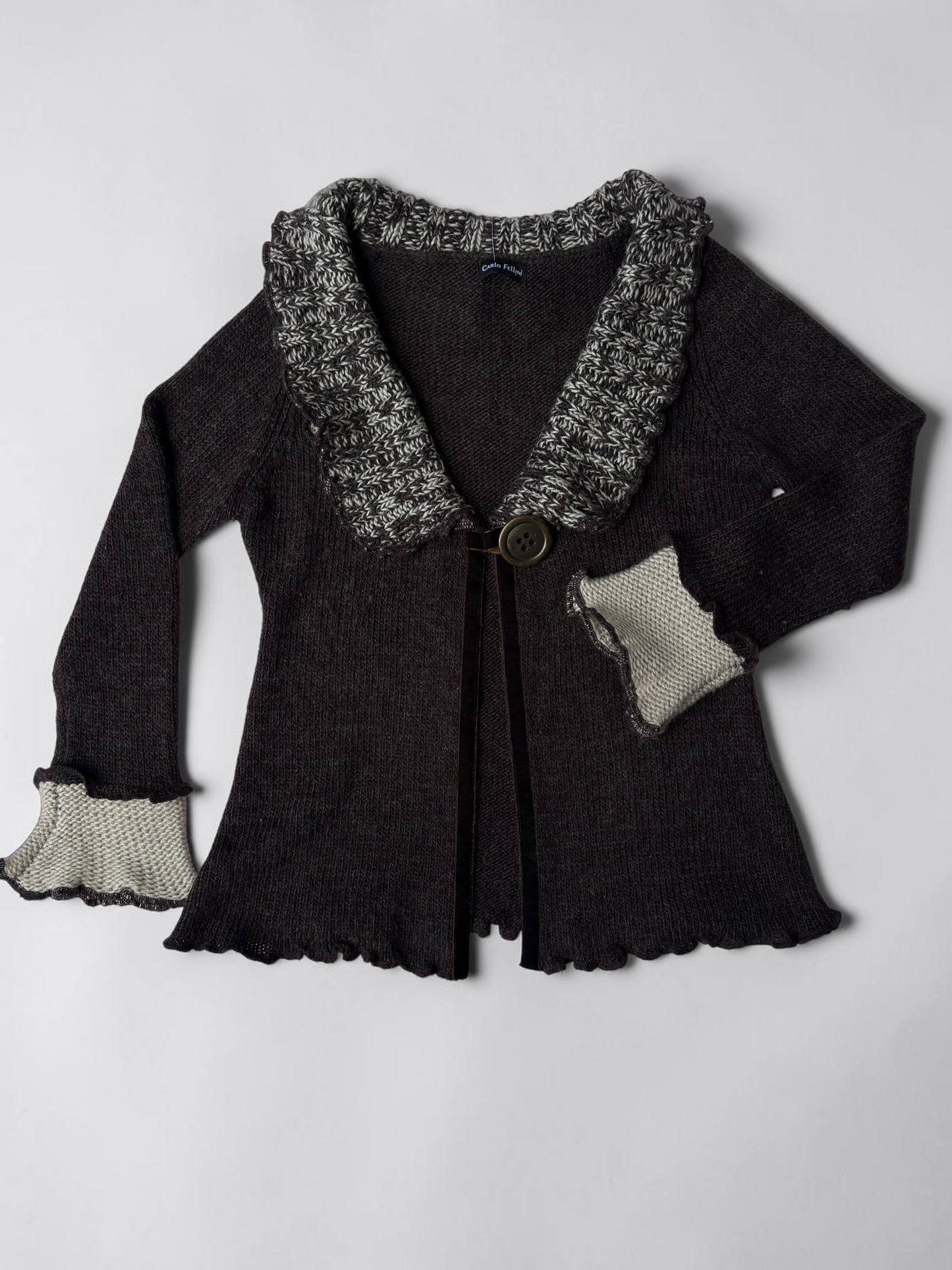 Vintage Caro Fellini Brown Cardigan | Y2K Knit Sweater
