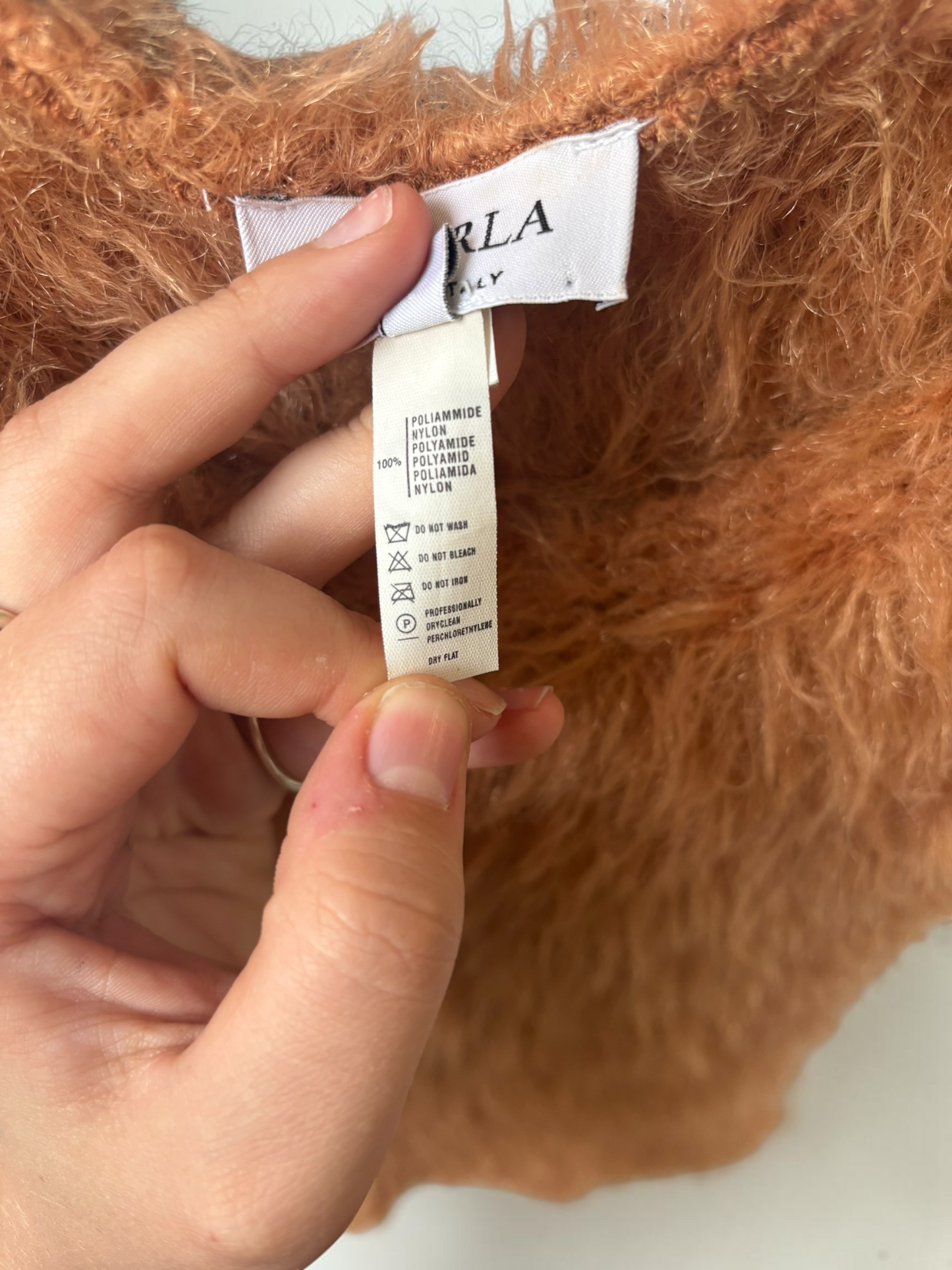 Vintage La Perla rust shaggy fuzzy knit top