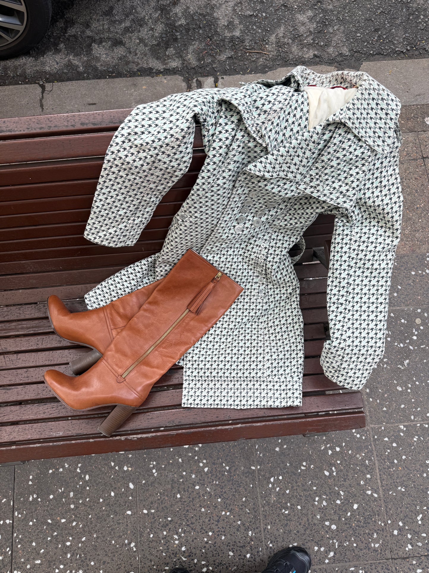 Vintage Charles Jourdan Plaid Trench Coat | French Designer Coat