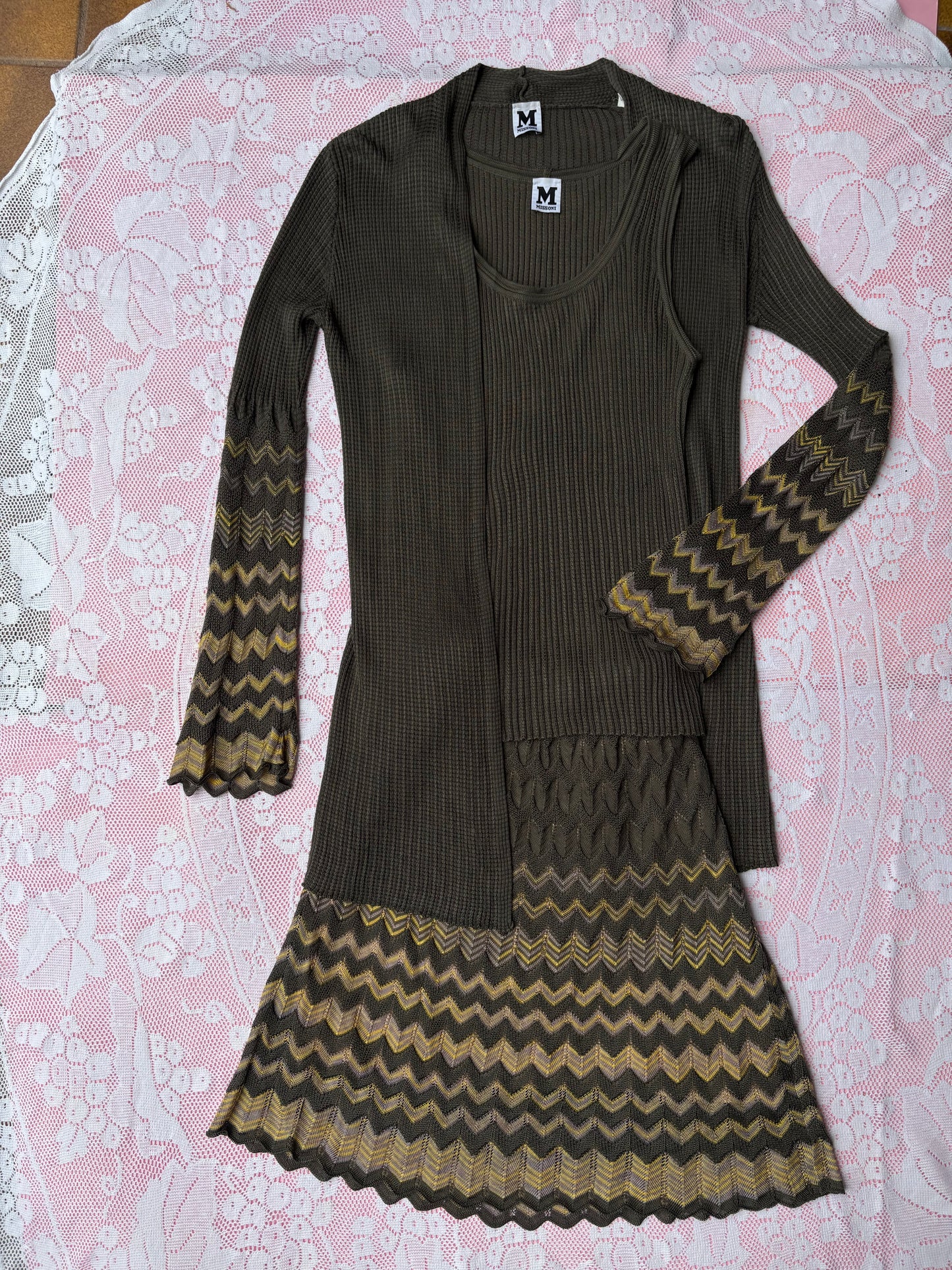 Vintage Missoni Archive Three-Piece Knit Set | Skirt, Cardigan & Top