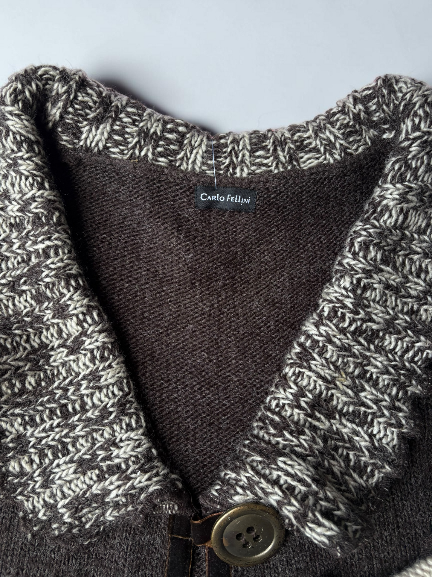 Vintage Caro Fellini Brown Cardigan | Y2K Knit Sweater