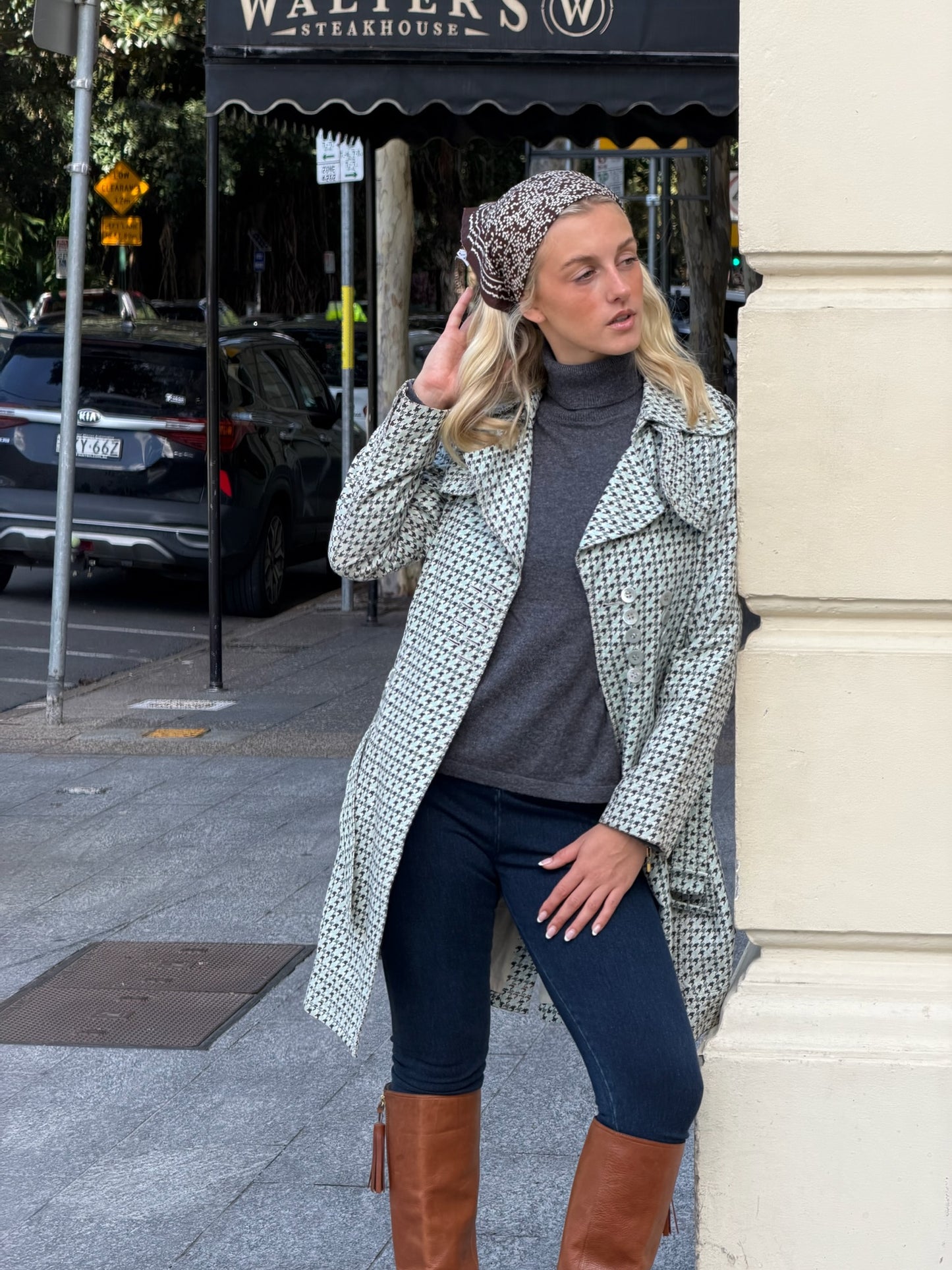 Vintage Charles Jourdan Plaid Trench Coat | French Designer Coat