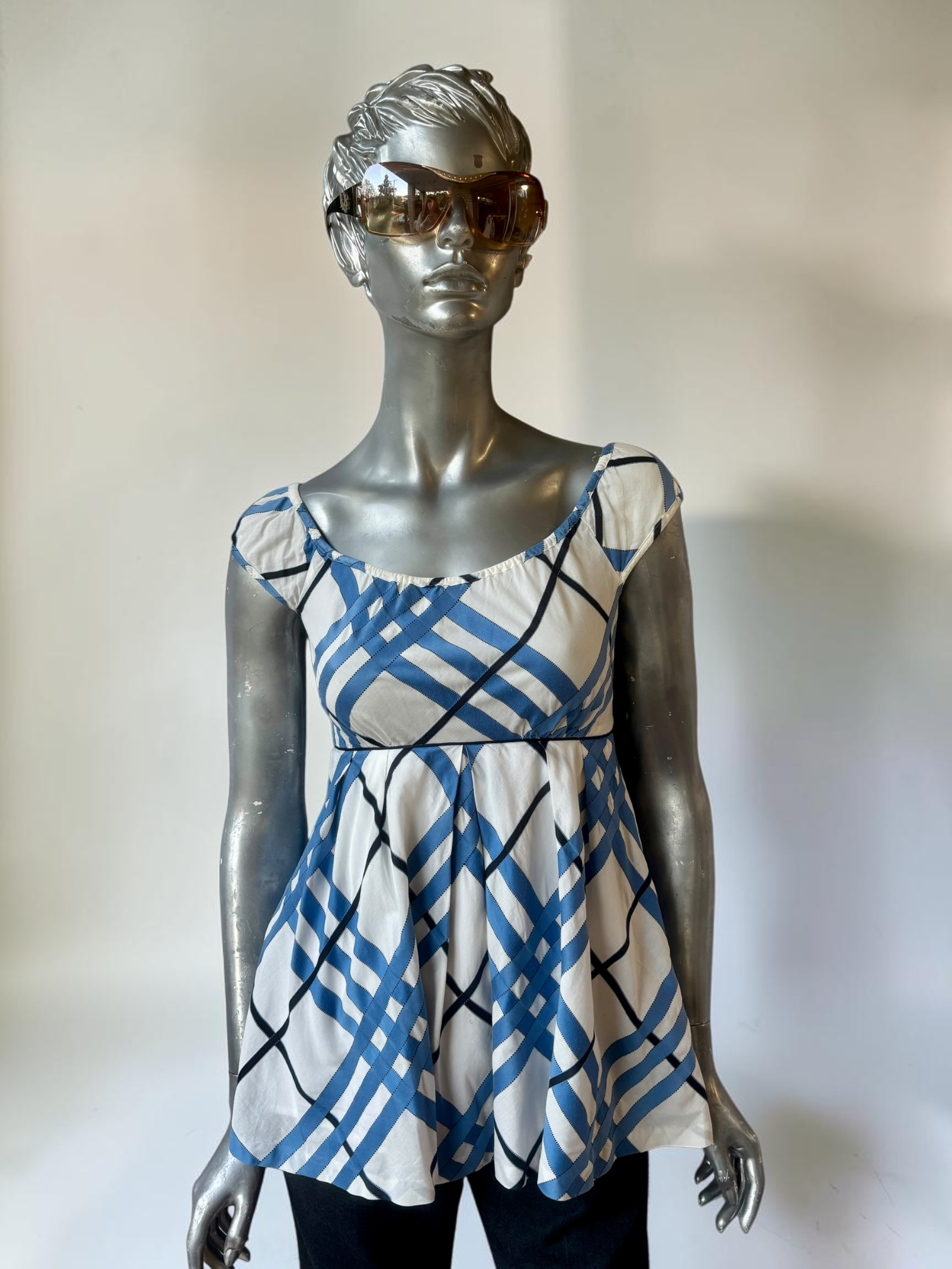 Vintage Burberry Blue Label top styled with sunglasses
