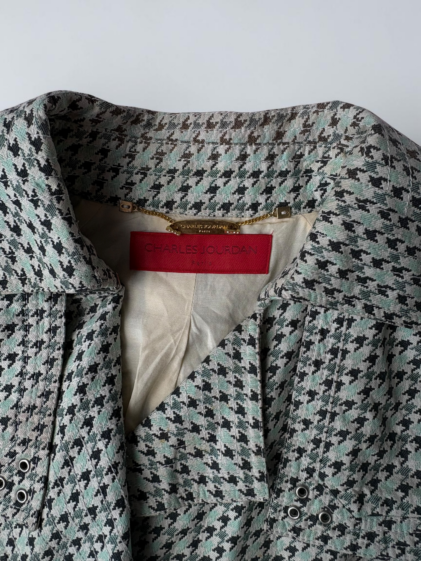 Vintage Charles Jourdan Plaid Trench Coat | French Designer Coat