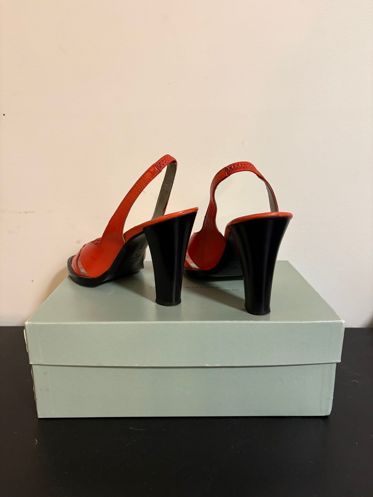Vintage Sigerson Morrison Orange Leather Heels | Y2K Designer Sandals