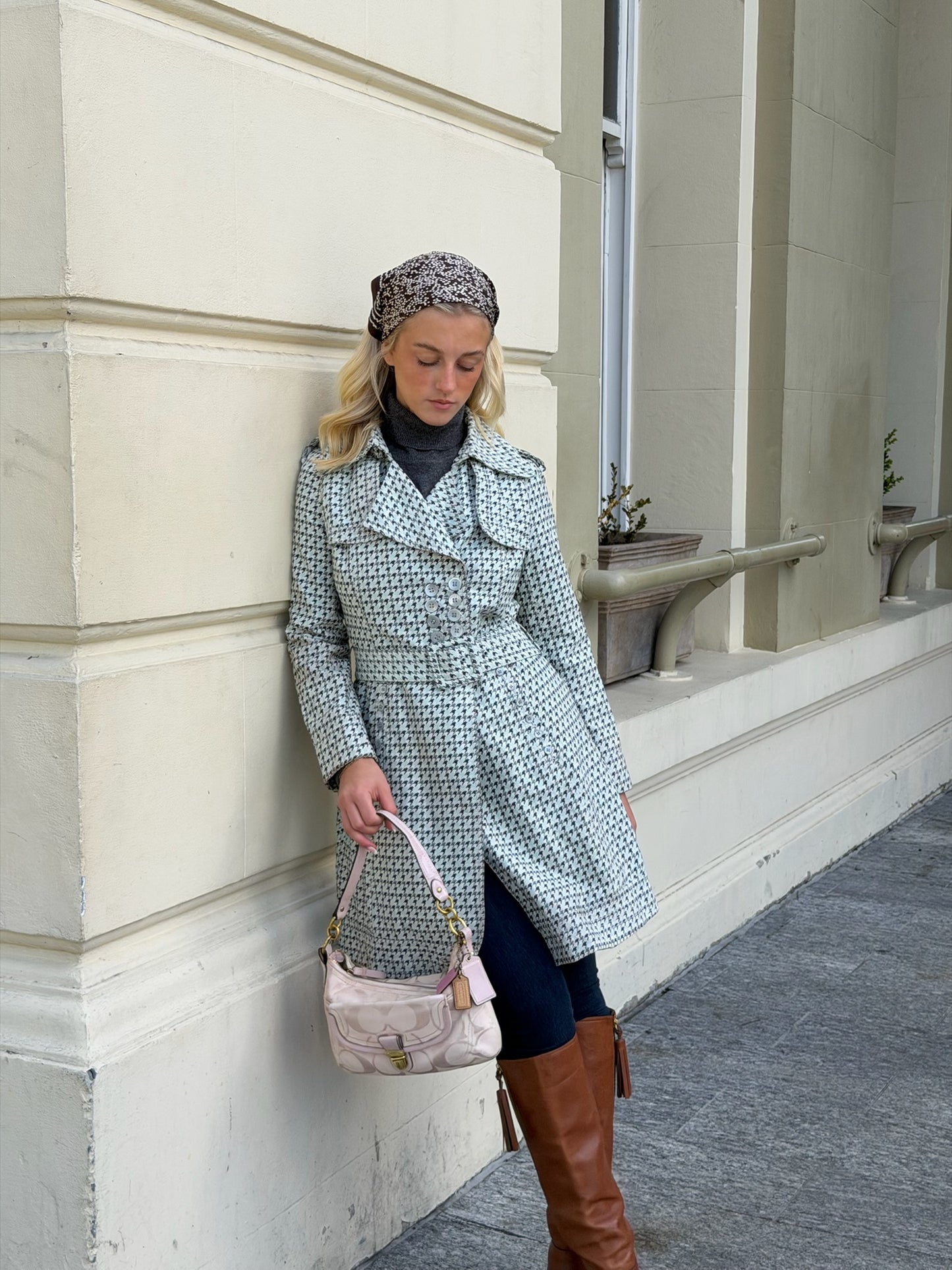 Vintage Charles Jourdan Plaid Trench Coat | French Designer Coat