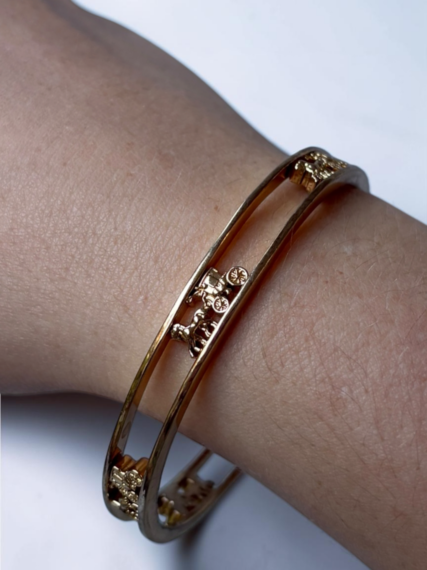 Vintage Coach Gold Bangle Bracelet | Designer Jewellery with Box