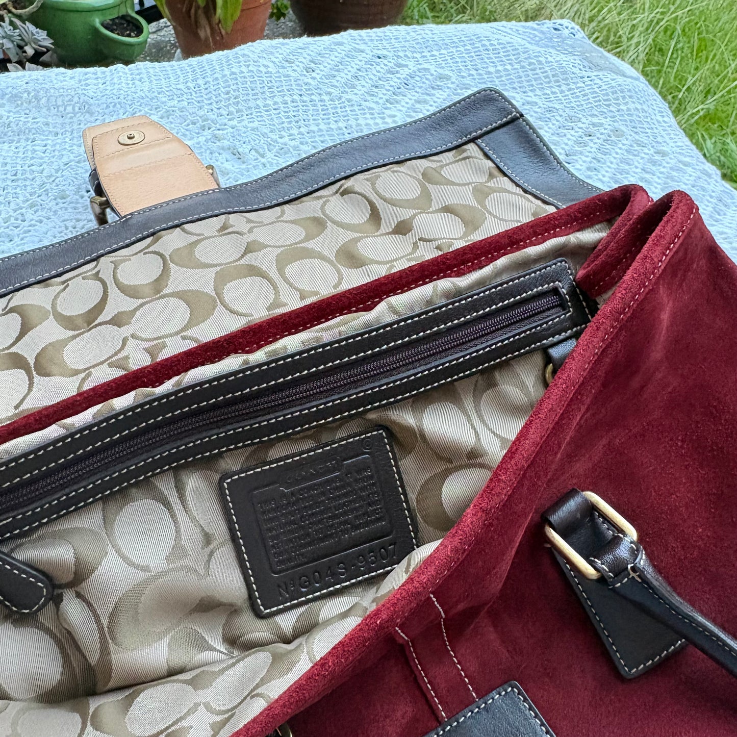 Vintage Coach Burgundy Suede Shoulder Bag | Y2K Coach Purse
