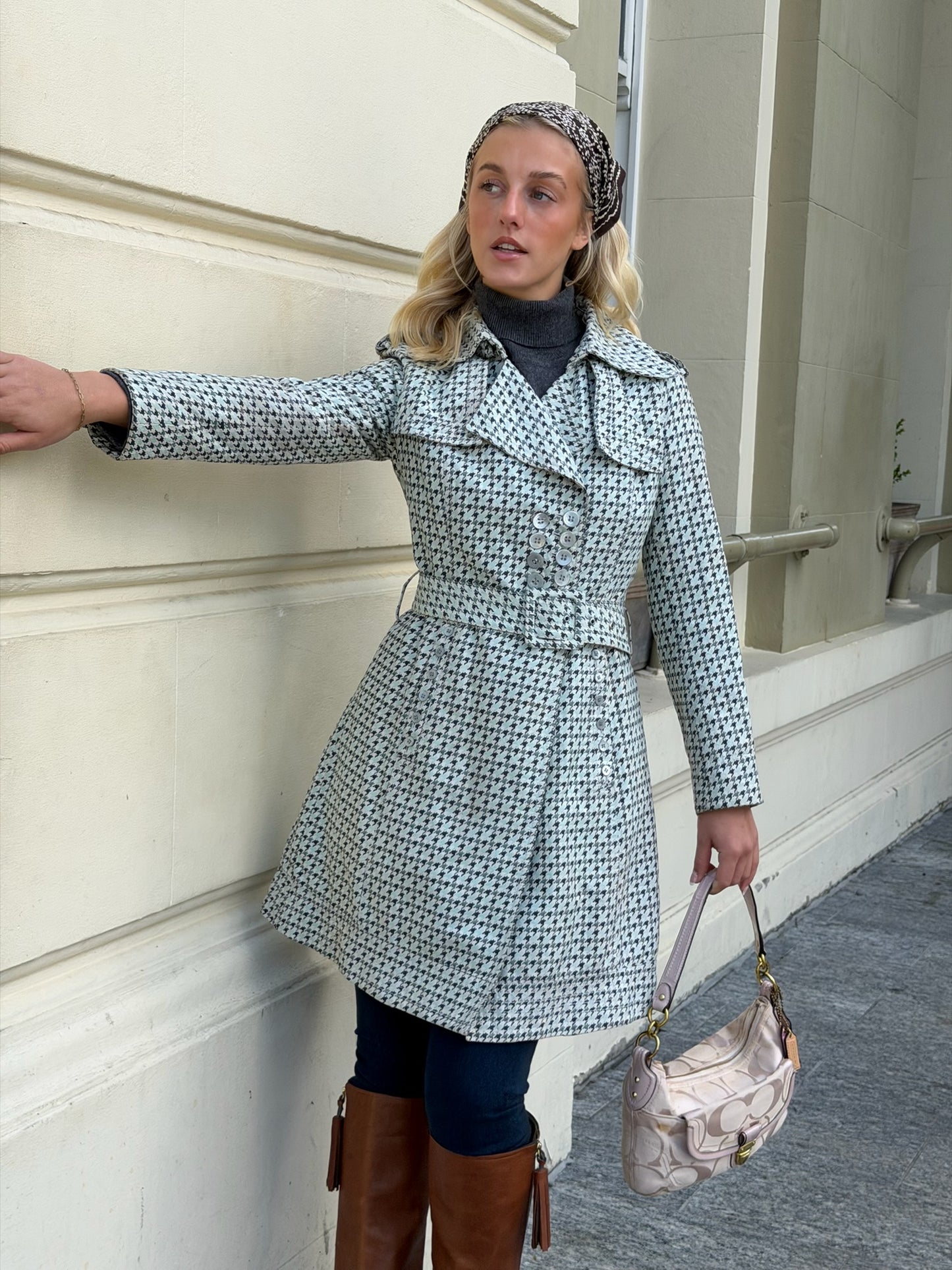 Vintage Charles Jourdan Plaid Trench Coat | French Designer Coat