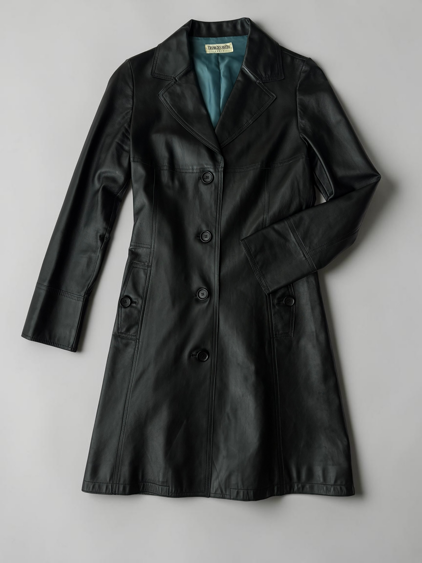 Vintage Georges Rech Leather Coat | French Designer Outerwear