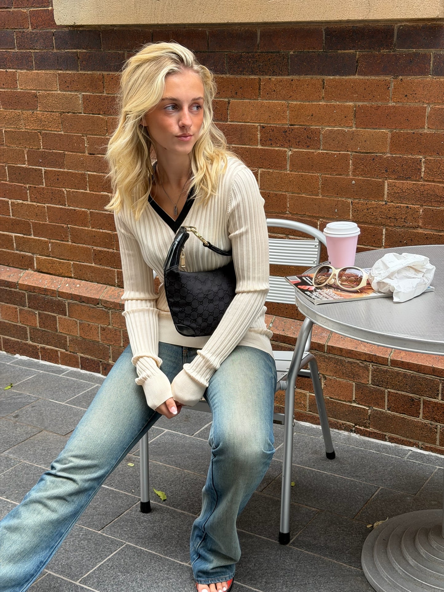 Vintage Dolce & Gabbana Rib Knit Top | Designer V Neck Sweater