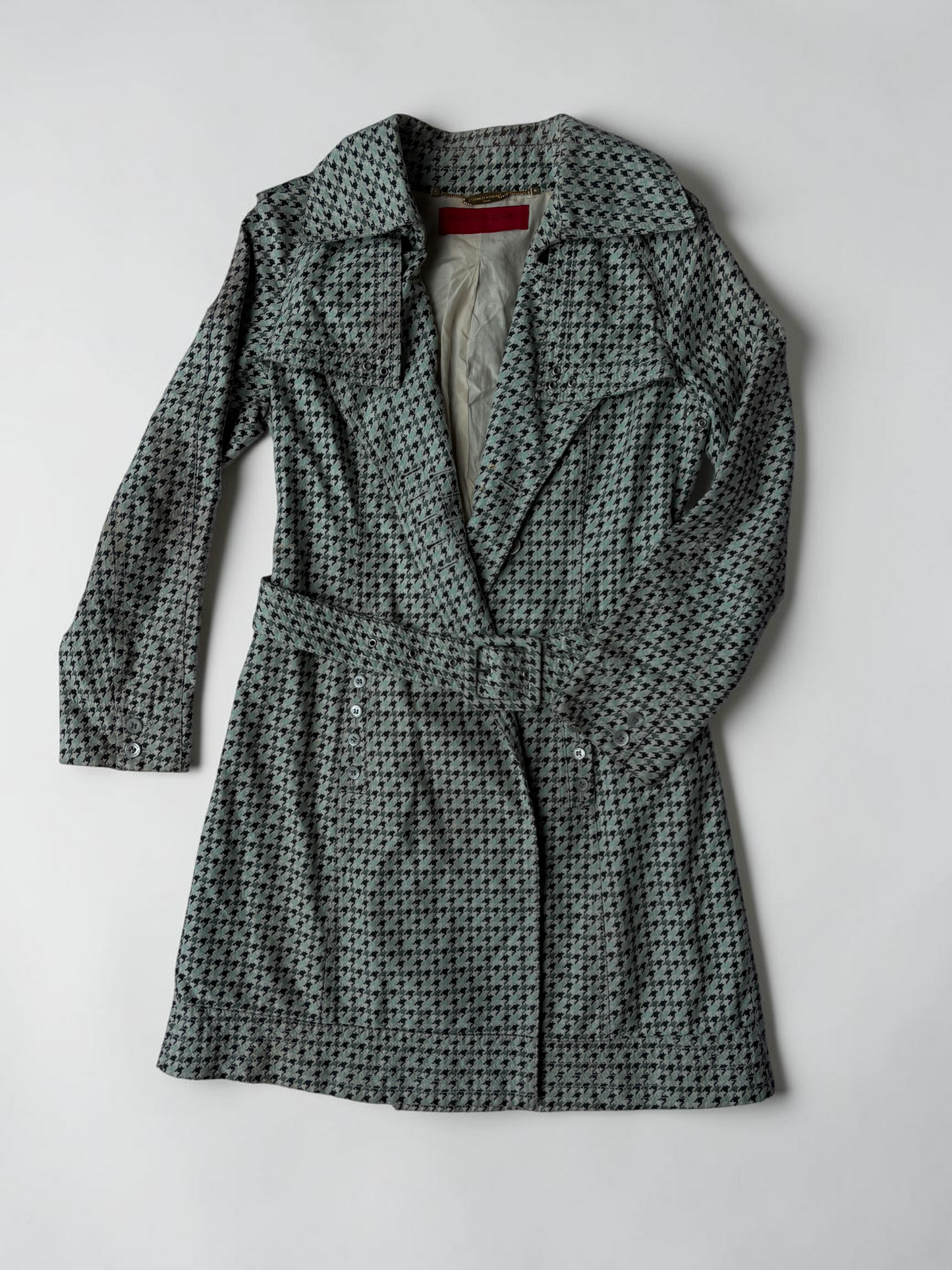 Vintage Charles Jourdan Plaid Trench Coat | French Designer Coat