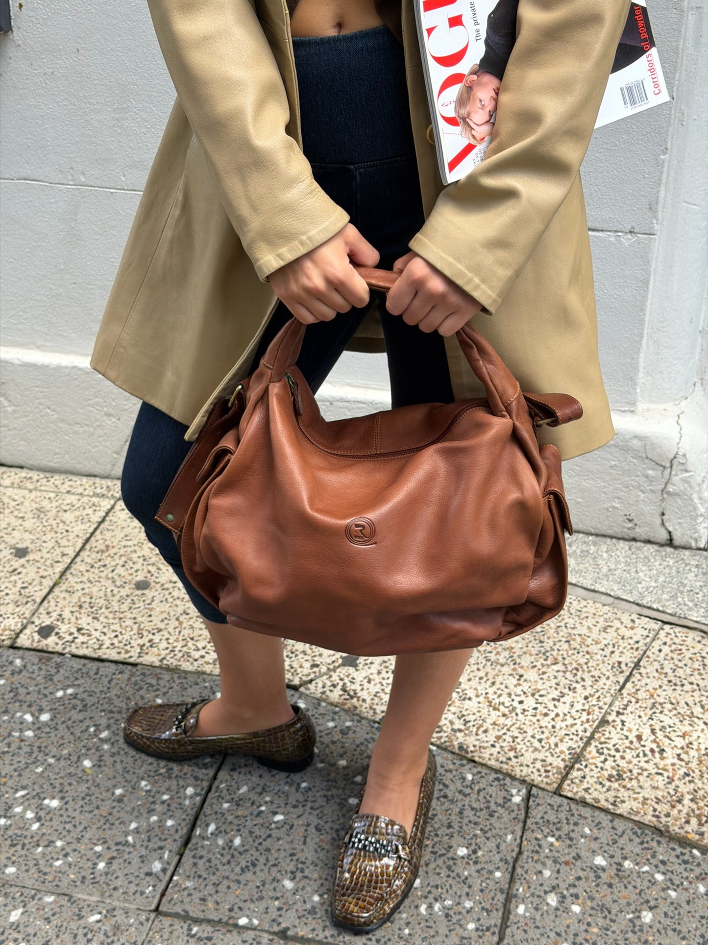 Vintage Italian Leather Hobo Bag | 90s Slouchy Shoulder Bag