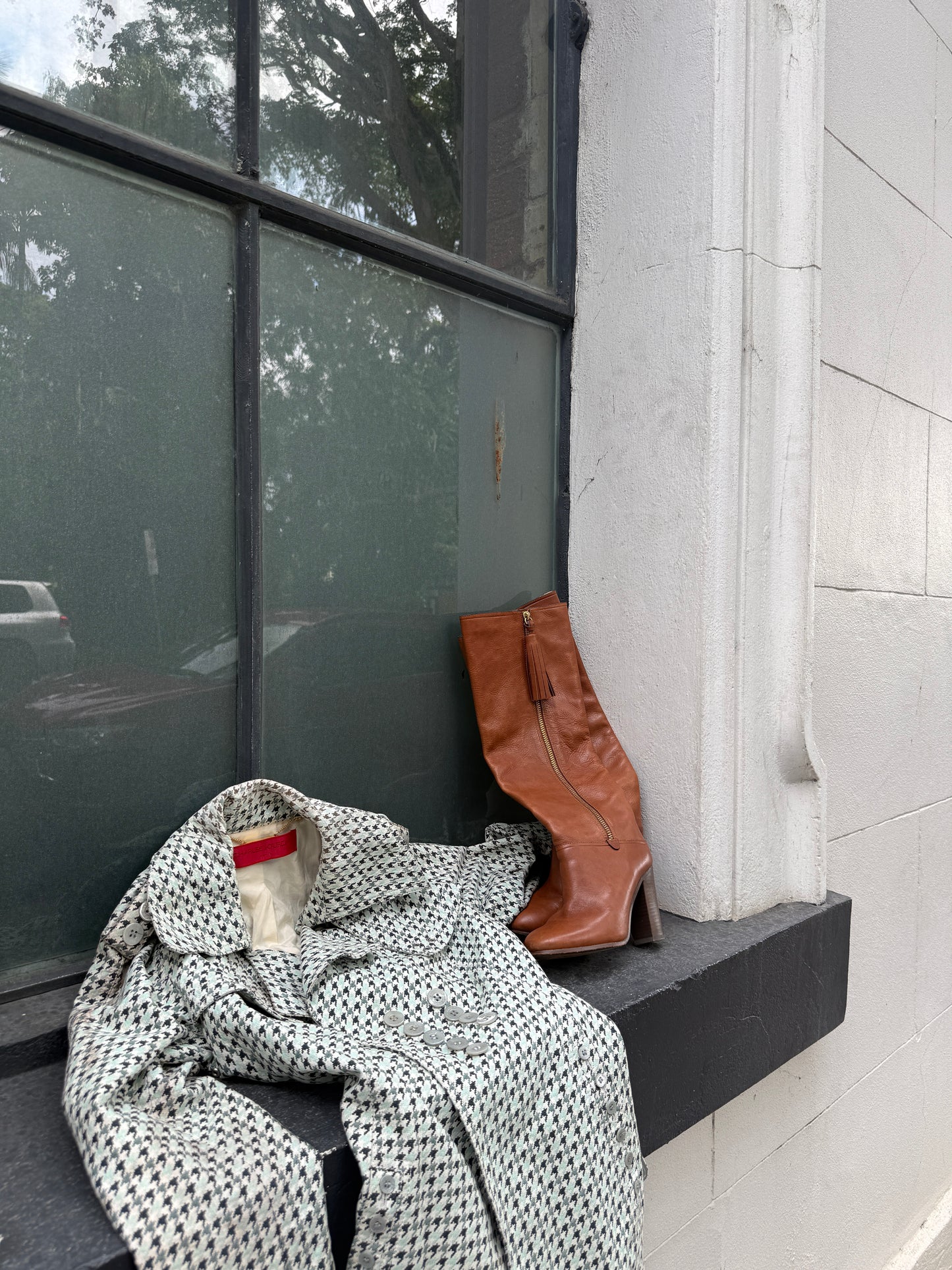 Vintage Charles Jourdan Plaid Trench Coat | French Designer Coat