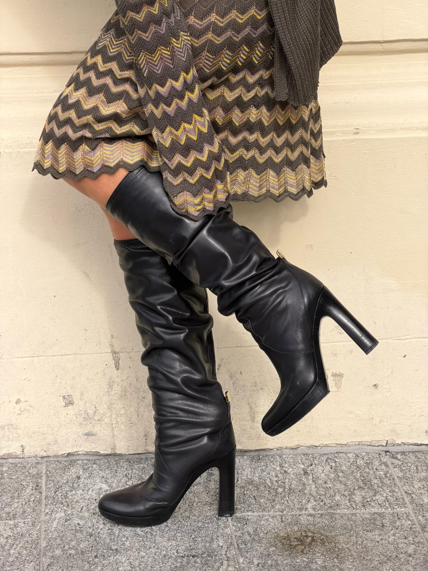 Vintage Gucci Black Leather Boots | Designer Knee High Boots