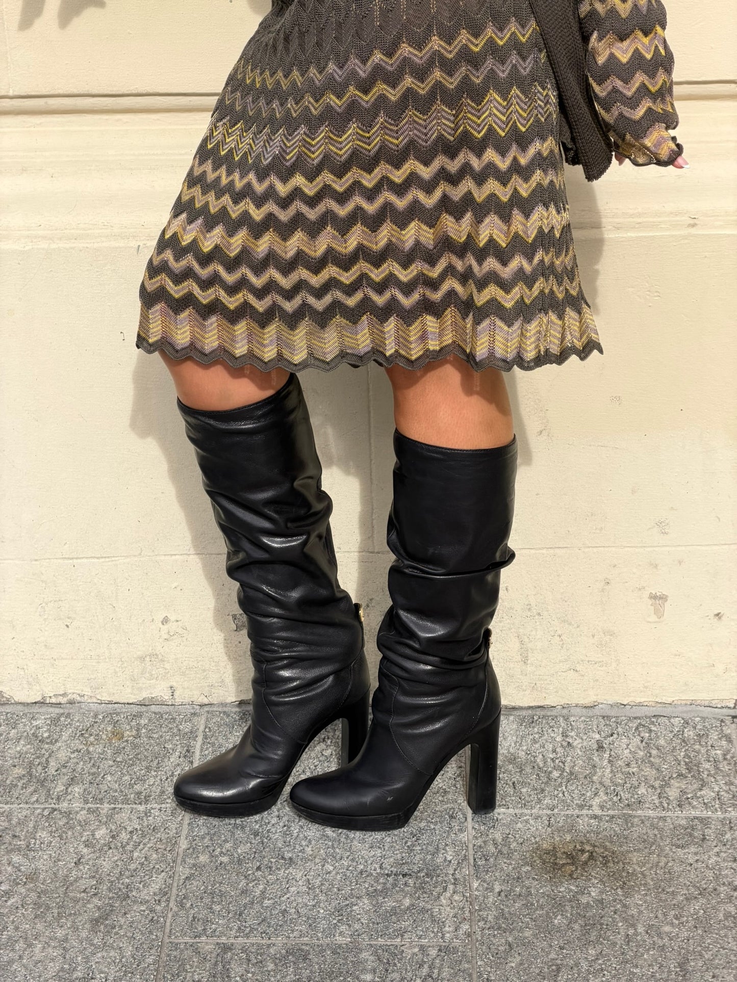 Vintage Gucci Black Leather Boots | Designer Knee High Boots