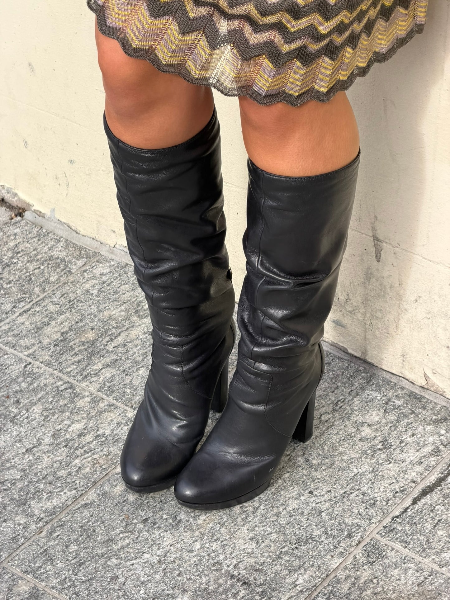 Vintage Gucci Black Leather Boots | Designer Knee High Boots