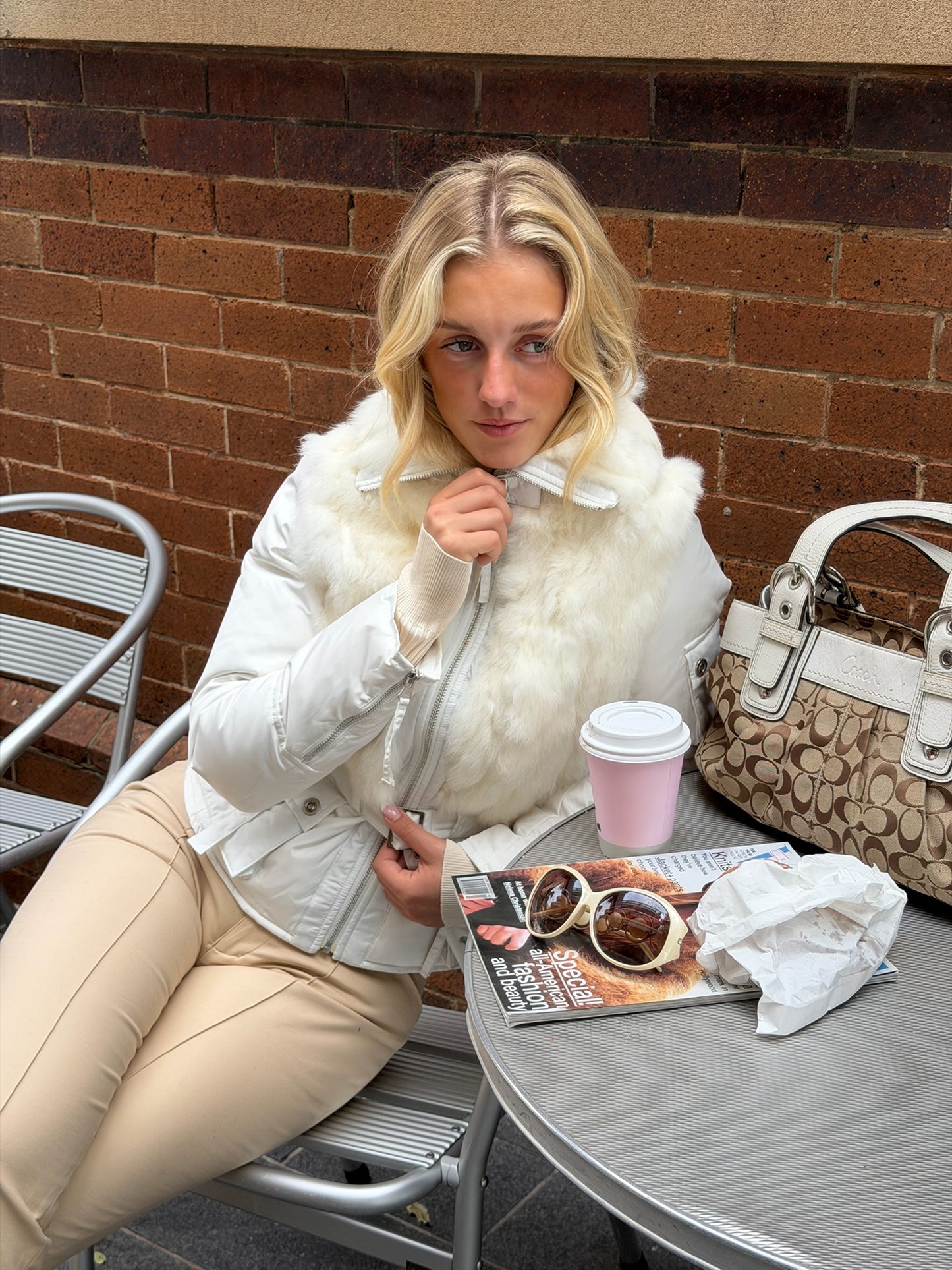 Vintage Synchronicity New York Fur Puffer Jacket | Y2K Glam Coat