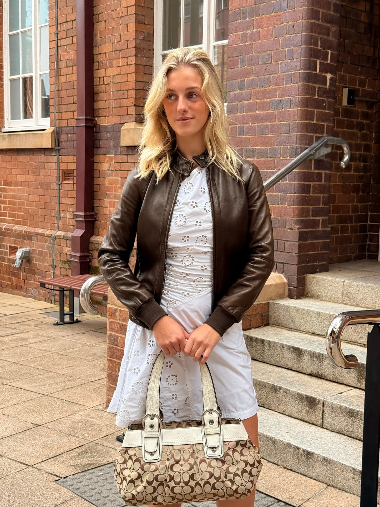 Vintage Italian Leather Bomber Jacket | Y2K Brown Leather Jacket
