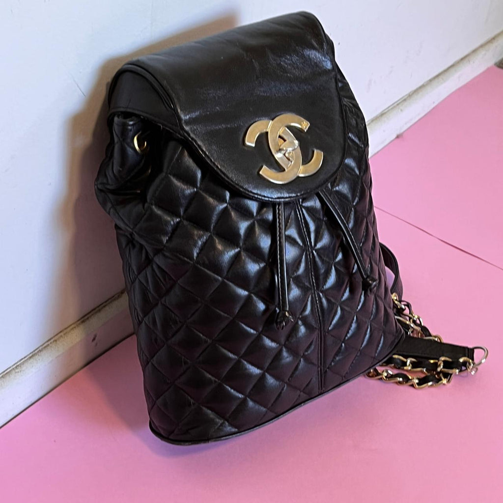 Vintage 90s Chanel quilted leather backpack