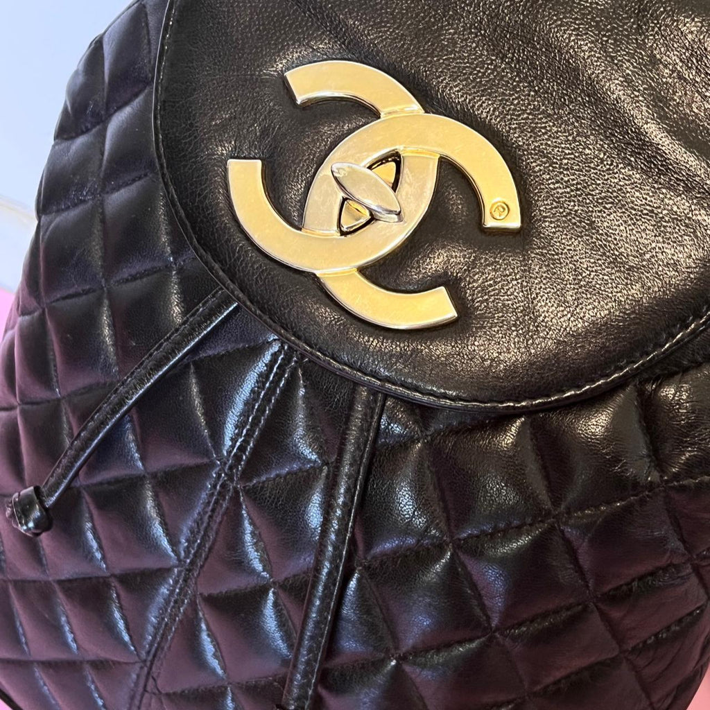 Vintage 90s Chanel quilted leather backpack Ra Ra superstar