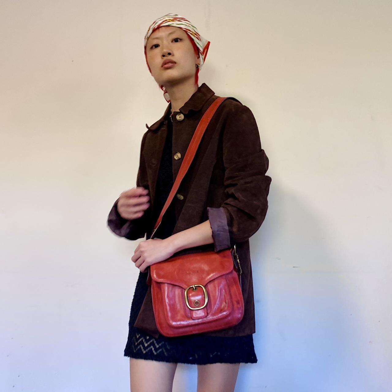RARE Vintage Coach Leatherware red leather cross body bag