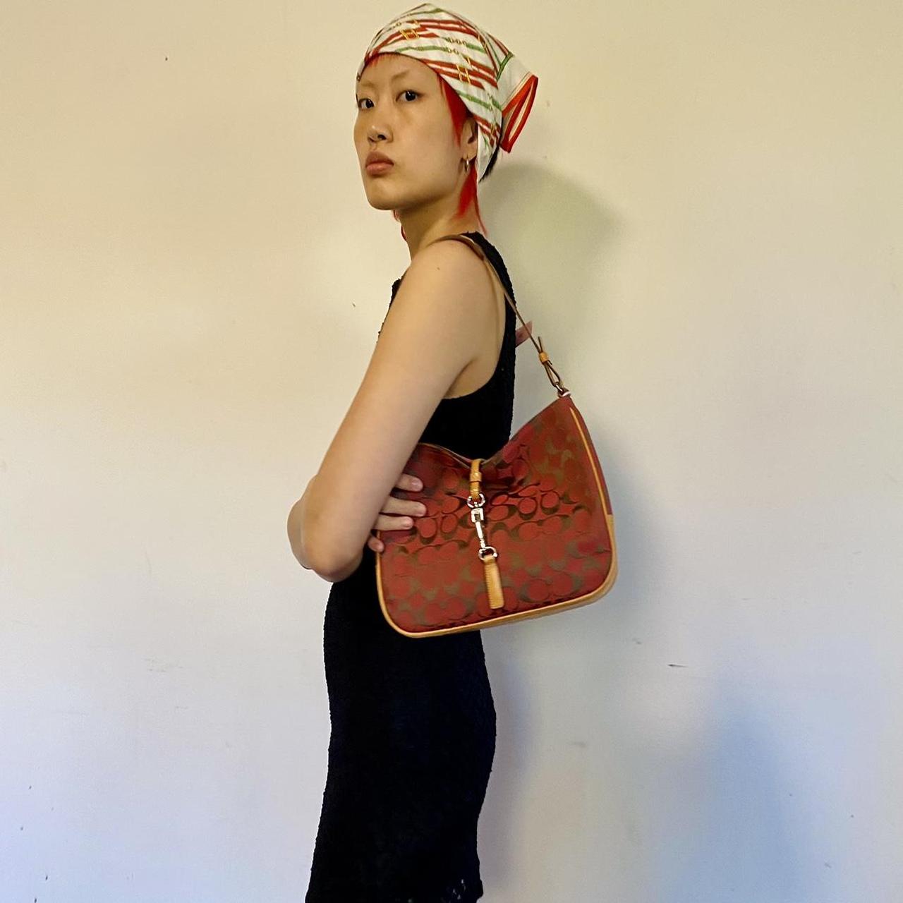 Vintage Coach Red and mustard leather handbag