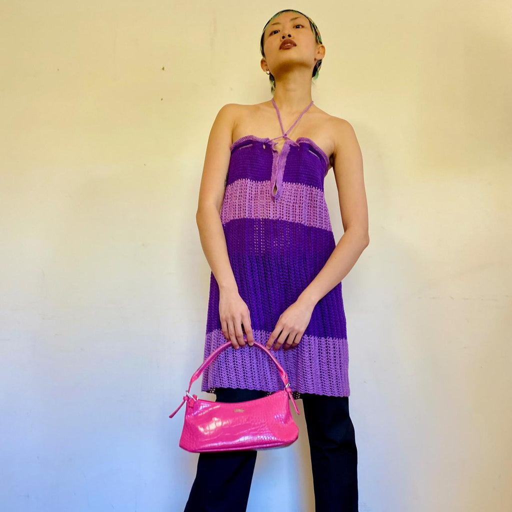Vintage 1970s purple crochet skirt