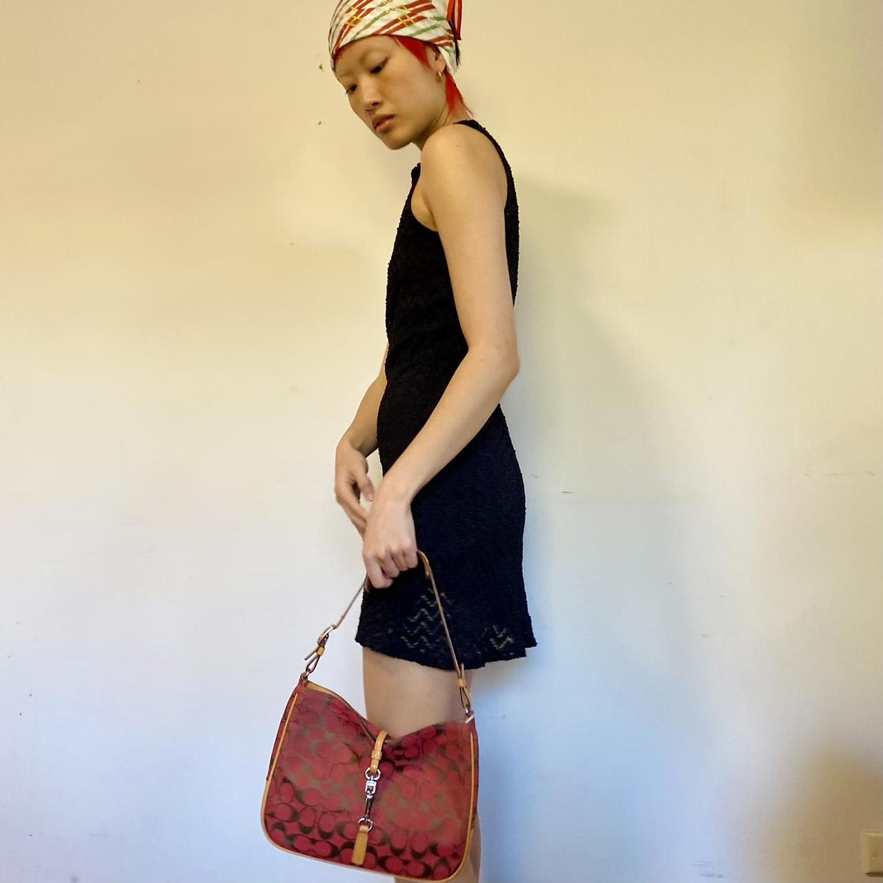 Vintage Coach Red and mustard leather handbag